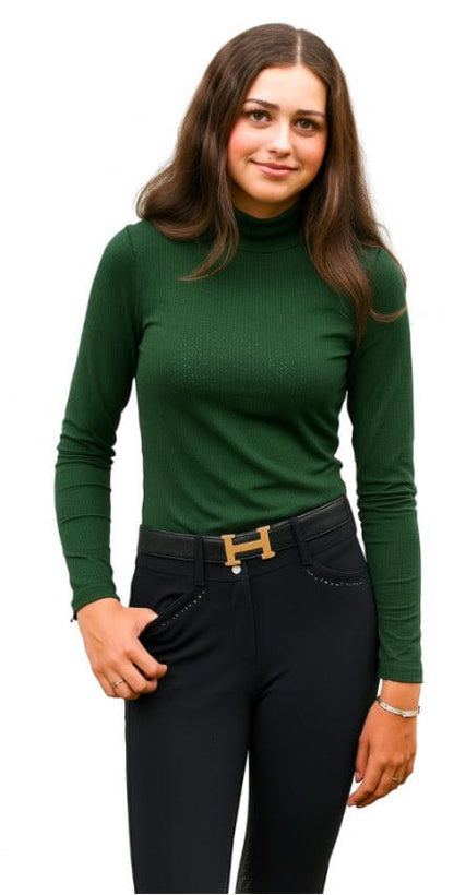 Equisite Elements of Style Women's Shirt XXS / Forest Equisite Elements- Alesia High Collar Technical Top equestrian team apparel online tack store mobile tack store custom farm apparel custom show stable clothing equestrian lifestyle horse show clothing riding clothes Equisite Elements- Alesia High Collar Technical Top horses equestrian tack store