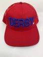 Equestrian Team Apparel Custom Team Hats Red/Blue/White Trucker Cap-DERBY. equestrian team apparel online tack store mobile tack store custom farm apparel custom show stable clothing equestrian lifestyle horse show clothing riding clothes horses equestrian tack store