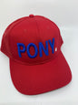 Equestrian Team Apparel Custom Team Hats Red/Blue/White Trucker Cap-PONY. equestrian team apparel online tack store mobile tack store custom farm apparel custom show stable clothing equestrian lifestyle horse show clothing riding clothes horses equestrian tack store