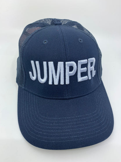 Equestrian Team Apparel Custom Team Hats Navy/Grey Trucker Cap-JUMPER. equestrian team apparel online tack store mobile tack store custom farm apparel custom show stable clothing equestrian lifestyle horse show clothing riding clothes horses equestrian tack store