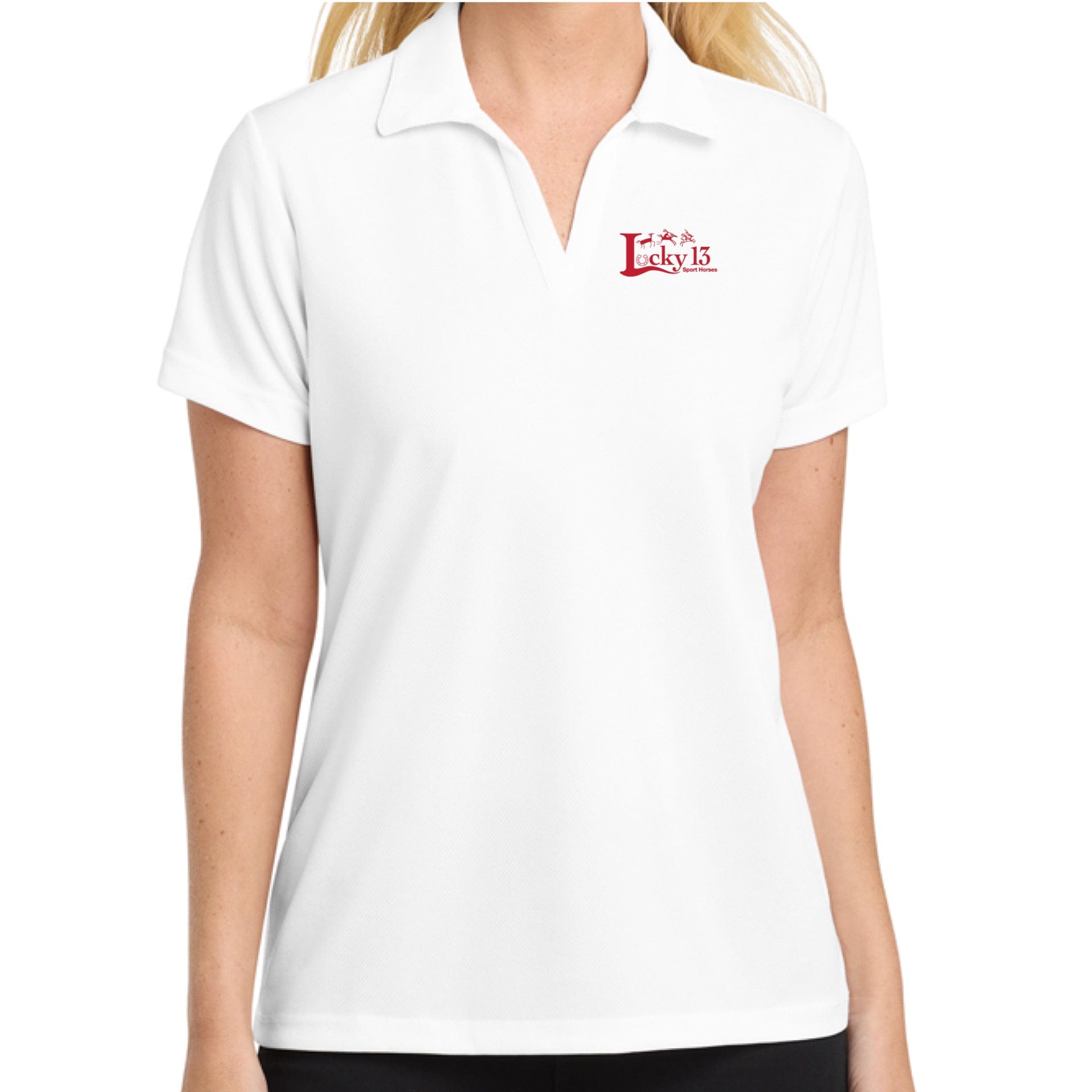 Equestrian Team Apparel Ladies / XS / White Lucky 13 Sport Horses - Polo Shirt equestrian team apparel online tack store mobile tack store custom farm apparel custom show stable clothing equestrian lifestyle horse show clothing riding clothes Lucky 13 Sport Horses - Polo Shirt horses equestrian tack store
