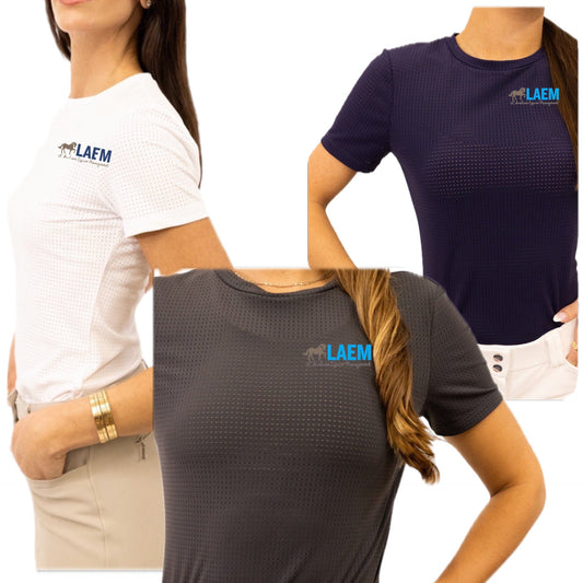 Equestrian Team Apparel Custom Team Shirts LAEM- Ladies perforated Crew SS equestrian team apparel online tack store mobile tack store custom farm apparel custom show stable clothing equestrian lifestyle horse show clothing riding clothes LAEM- Ladies perforated Crew SS horses equestrian tack store