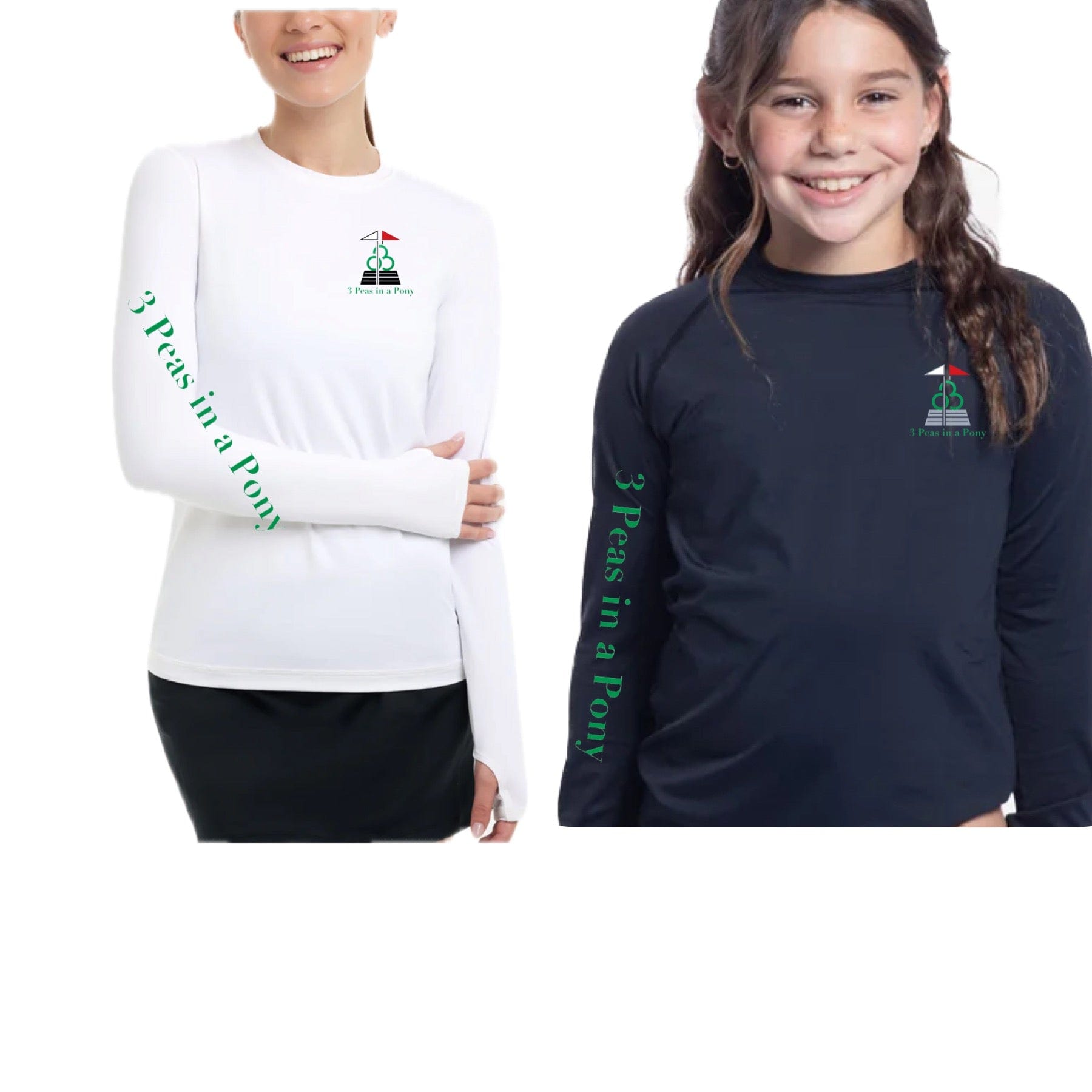 Equestrian Team Apparel 3 Peas in a Pony- Crew Neck Sun Shirt equestrian team apparel online tack store mobile tack store custom farm apparel custom show stable clothing equestrian lifestyle horse show clothing riding clothes horses equestrian tack store