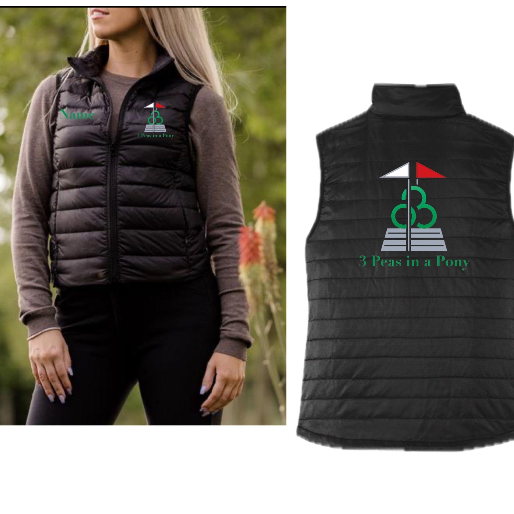 Equestrian Team Apparel 3 Peas in a Pony- TKEQ Puffy Vest equestrian team apparel online tack store mobile tack store custom farm apparel custom show stable clothing equestrian lifestyle horse show clothing riding clothes horses equestrian tack store