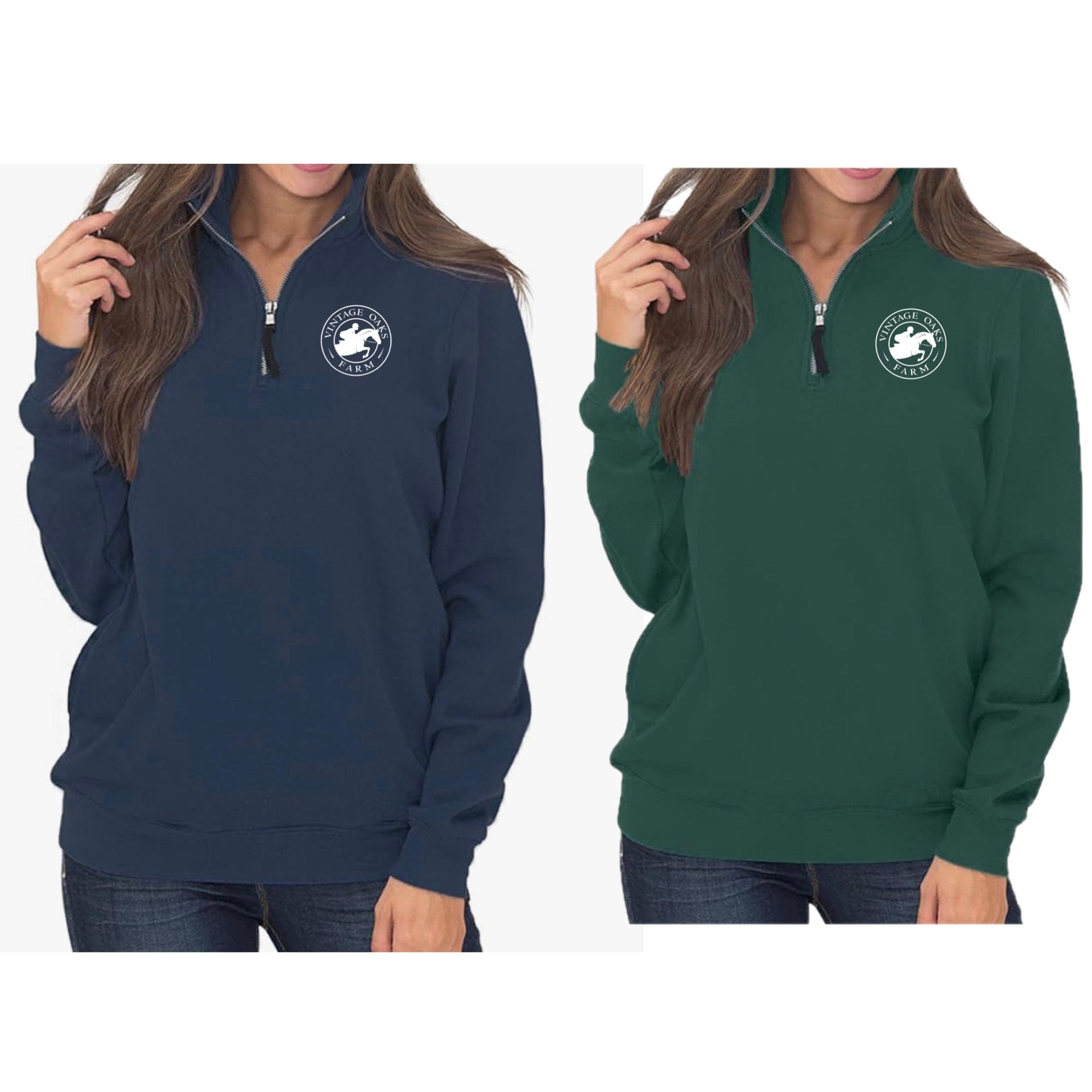Equestrian Team Apparel Vintage Oaks Farm- 1/4 Zip Pullover equestrian team apparel online tack store mobile tack store custom farm apparel custom show stable clothing equestrian lifestyle horse show clothing riding clothes Vintage Oaks Farm- 1/4 Zip Pullover horses equestrian tack store