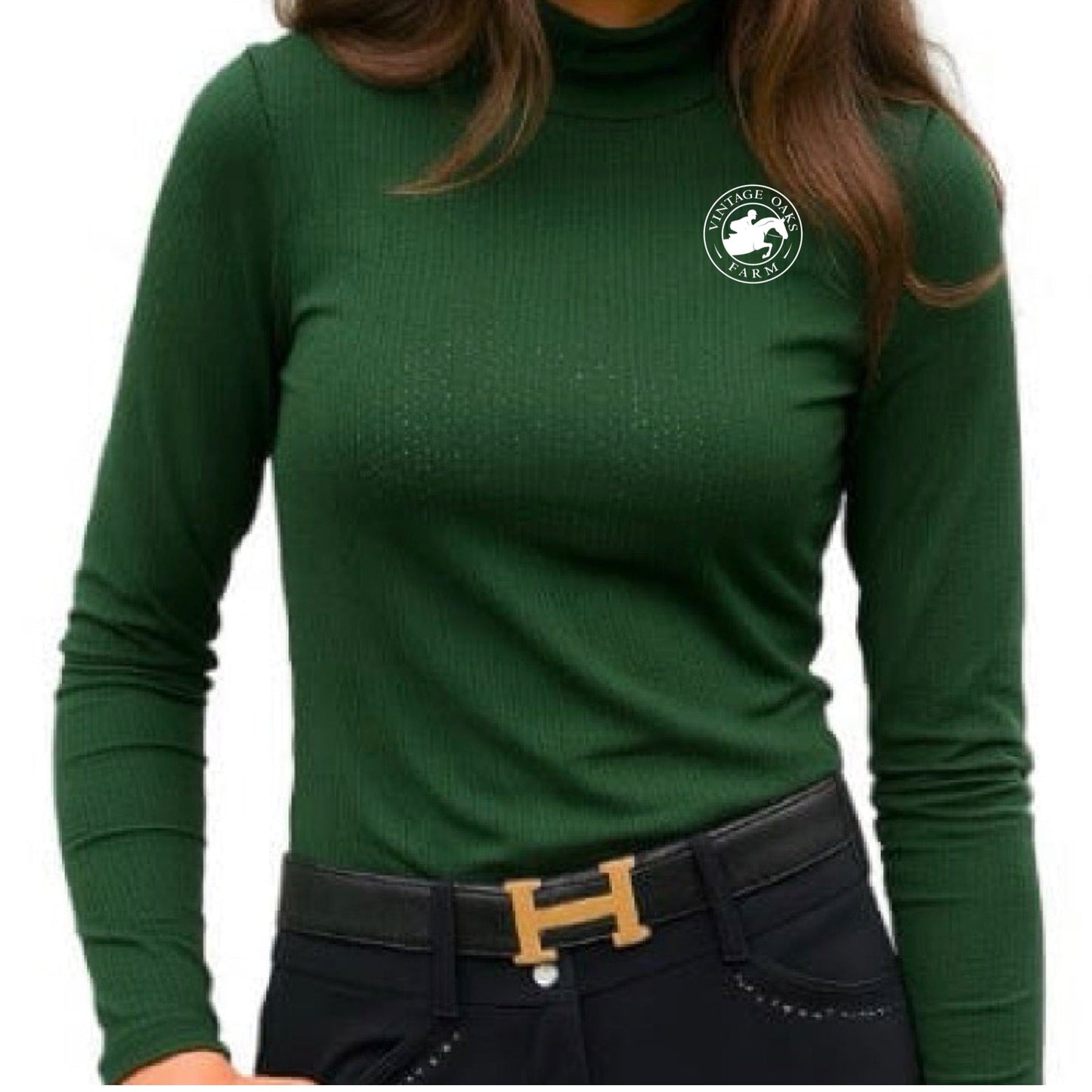 Equestrian Team Apparel Green / XXS Vintage Oaks Farm- Perforated Mock Neck equestrian team apparel online tack store mobile tack store custom farm apparel custom show stable clothing equestrian lifestyle horse show clothing riding clothes Vintage Oaks Farm- Perforated Mock Neck horses equestrian tack store