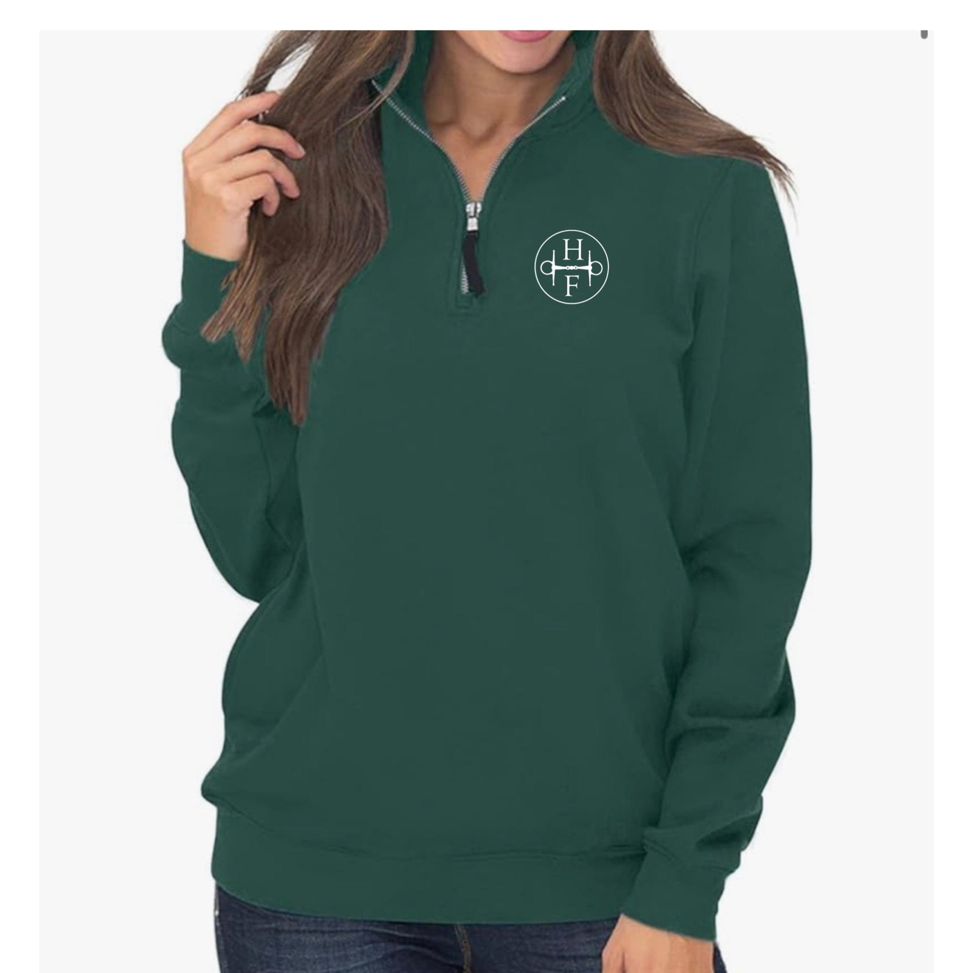 Equestrian Team Apparel XS / Ladies / Green Haven Farm- 1/4 Zip Pullover equestrian team apparel online tack store mobile tack store custom farm apparel custom show stable clothing equestrian lifestyle horse show clothing riding clothes Haven Farm- 1/4 Zip Pullover horses equestrian tack store