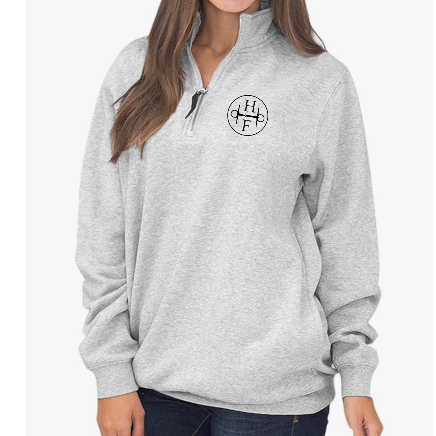 Equestrian Team Apparel XS / Ladies / Grey Haven Farm- 1/4 Zip Pullover equestrian team apparel online tack store mobile tack store custom farm apparel custom show stable clothing equestrian lifestyle horse show clothing riding clothes Haven Farm- 1/4 Zip Pullover horses equestrian tack store
