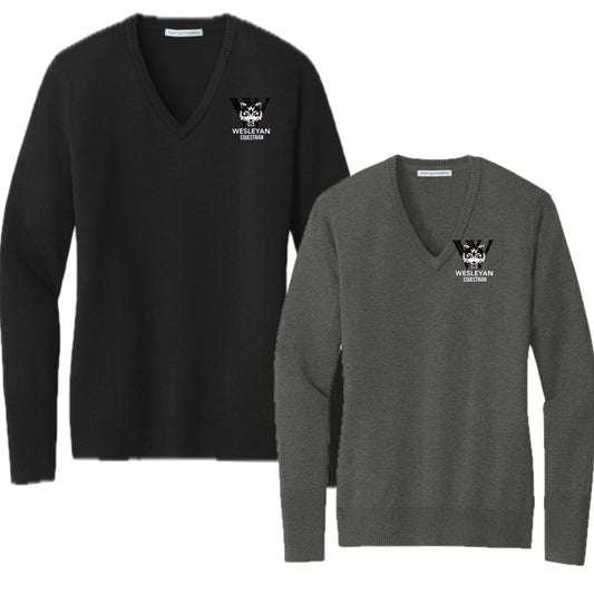 Equestrian Team Apparel Wesleyan Equestrian V neck sweater equestrian team apparel online tack store mobile tack store custom farm apparel custom show stable clothing equestrian lifestyle horse show clothing riding clothes Wesleyan Equestrian V neck sweater horses equestrian tack store