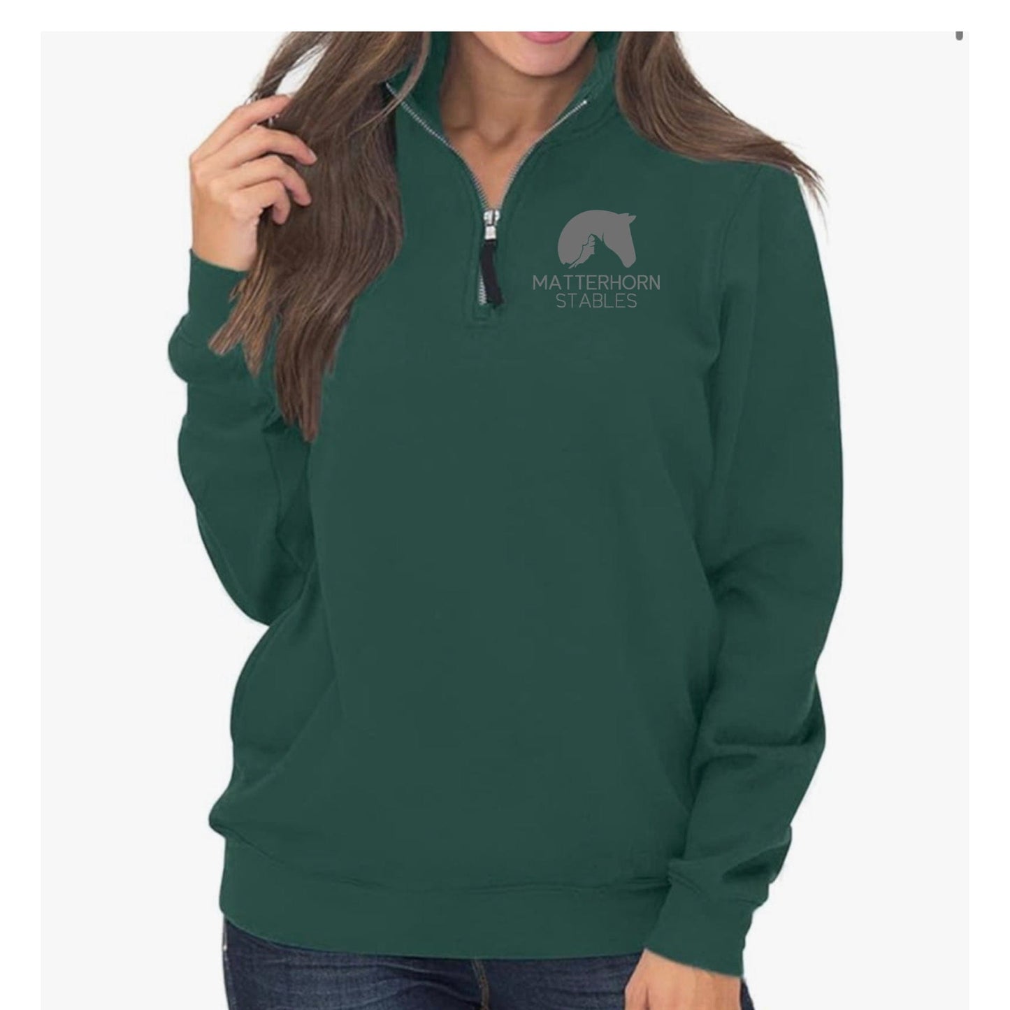 Equestrian Team Apparel XS / Ladies / Green Matterhorn Stables- 1/4 Zip pullover equestrian team apparel online tack store mobile tack store custom farm apparel custom show stable clothing equestrian lifestyle horse show clothing riding clothes Matterhorn Stables- 1/4 Zip pullover horses equestrian tack store