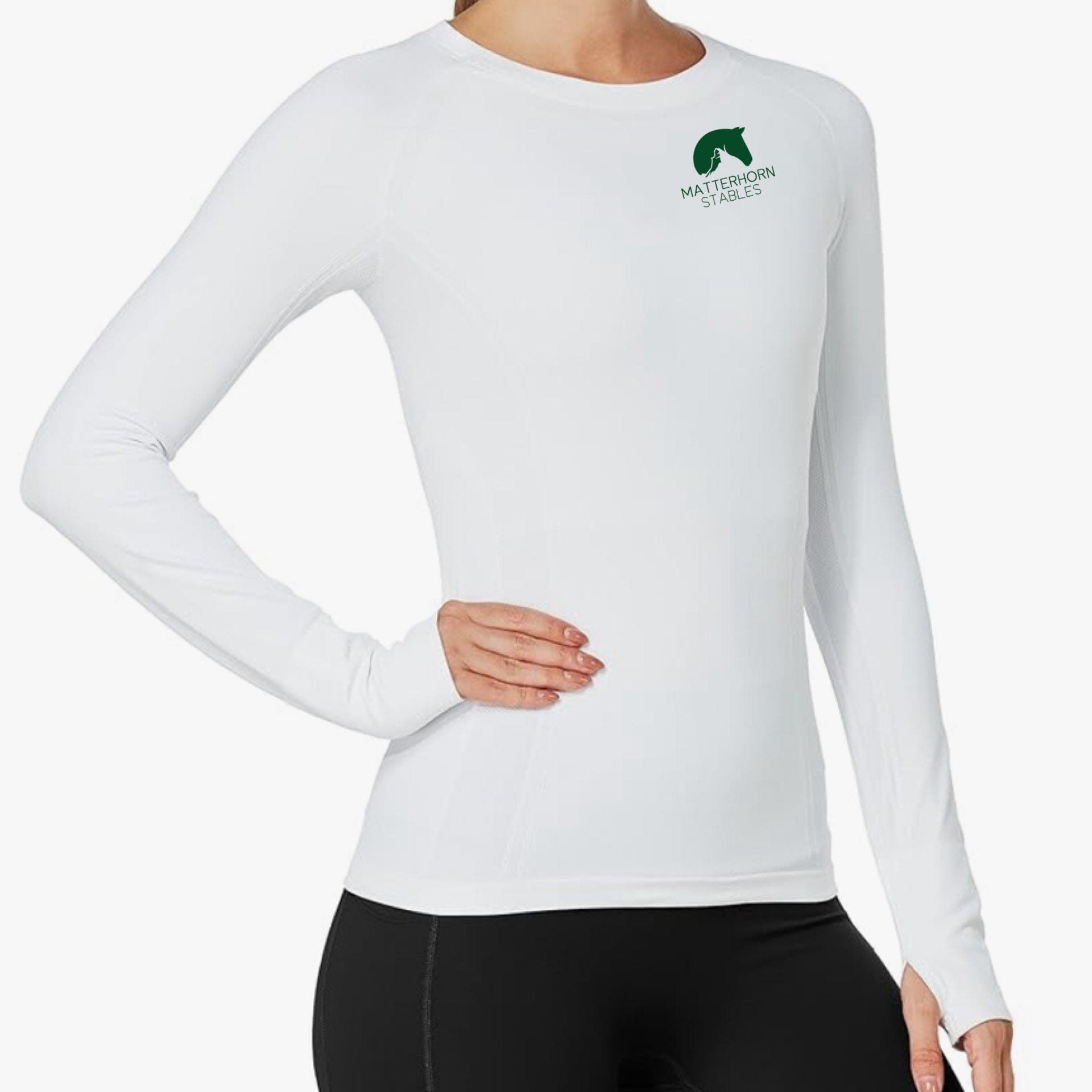 Equestrian Team Apparel White / XS / Long Sleeve Matterhorn Stables- Tech Shirts equestrian team apparel online tack store mobile tack store custom farm apparel custom show stable clothing equestrian lifestyle horse show clothing riding clothes Matterhorn Stables- Tech Shirts horses equestrian tack store