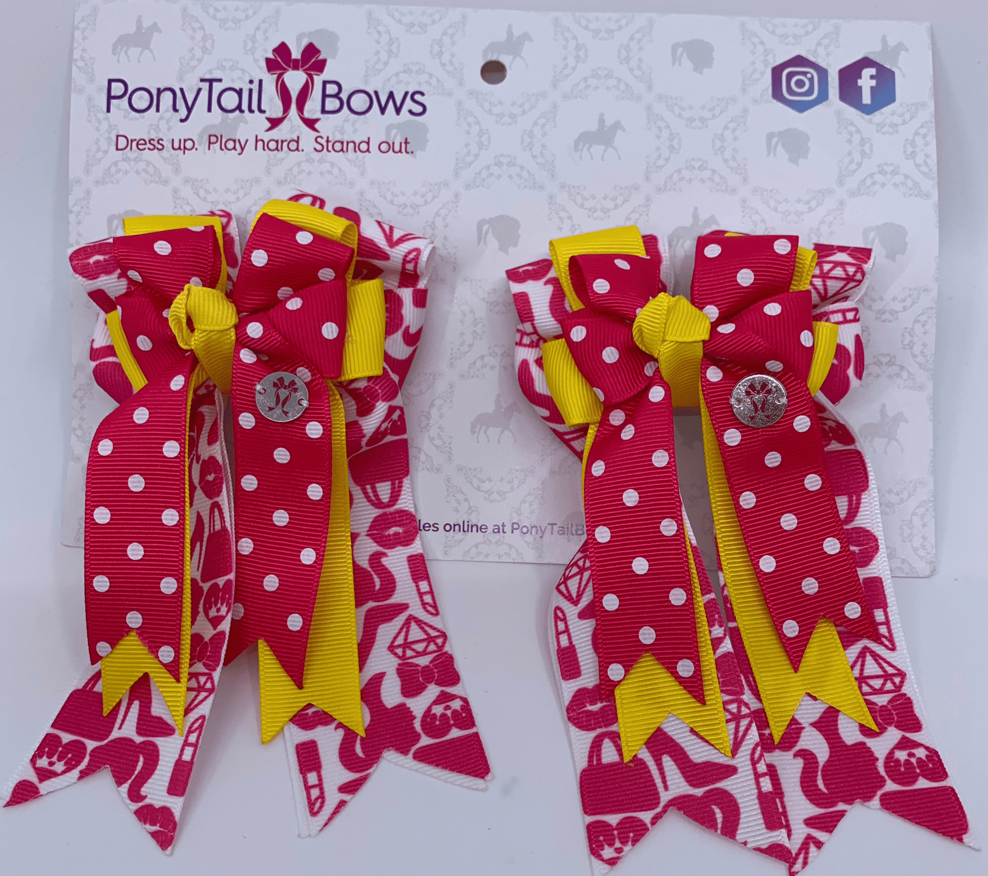 PonyTail Bows 3" Tails PonyTail Bows- Polka Dot Barbie equestrian team apparel online tack store mobile tack store custom farm apparel custom show stable clothing equestrian lifestyle horse show clothing riding clothes PonyTail Bows | Equestrian Hair Accessories horses equestrian tack store