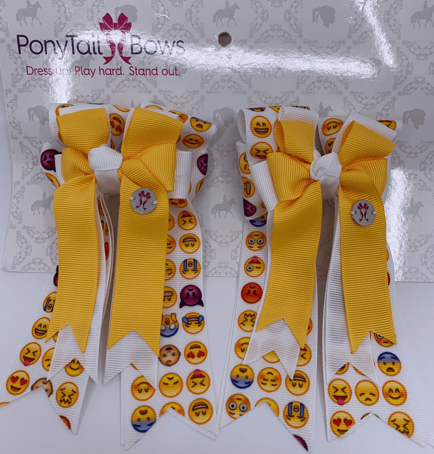 PonyTail Bows 3" Tails PonyTail Bows- Emoji Fun equestrian team apparel online tack store mobile tack store custom farm apparel custom show stable clothing equestrian lifestyle horse show clothing riding clothes PonyTail Bows | Equestrian Hair Accessories horses equestrian tack store