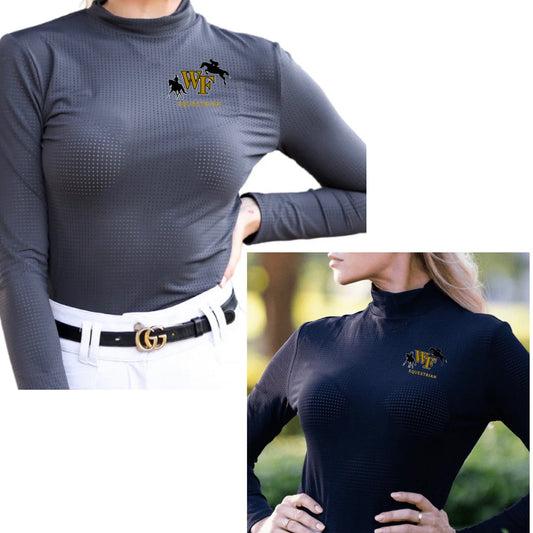 Equestrian Team Apparel WFU Equestrian- Perforated Mock Shirt equestrian team apparel online tack store mobile tack store custom farm apparel custom show stable clothing equestrian lifestyle horse show clothing riding clothes WFU Equestrian- Perforated Mock Shirt horses equestrian tack store