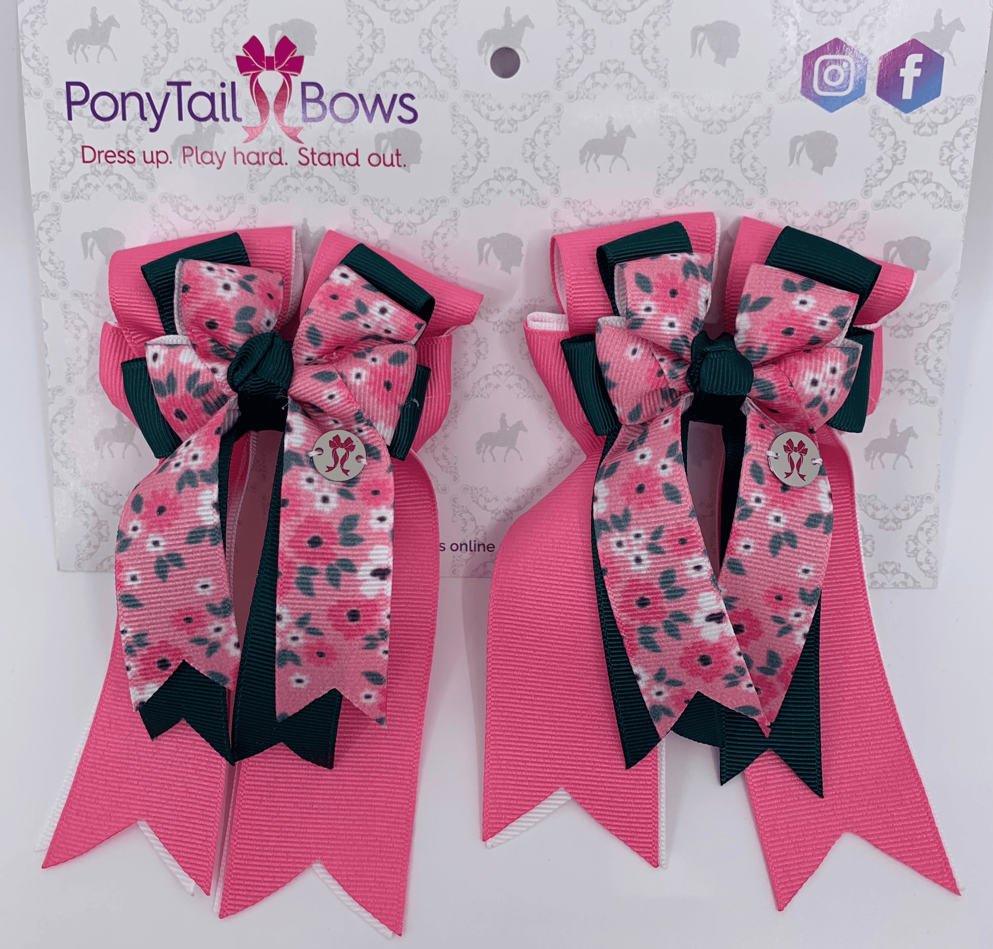 PonyTail Bows 3" Tails PonyTail Bows- Spring Pink equestrian team apparel online tack store mobile tack store custom farm apparel custom show stable clothing equestrian lifestyle horse show clothing riding clothes PonyTail Bows | Equestrian Hair Accessories horses equestrian tack store