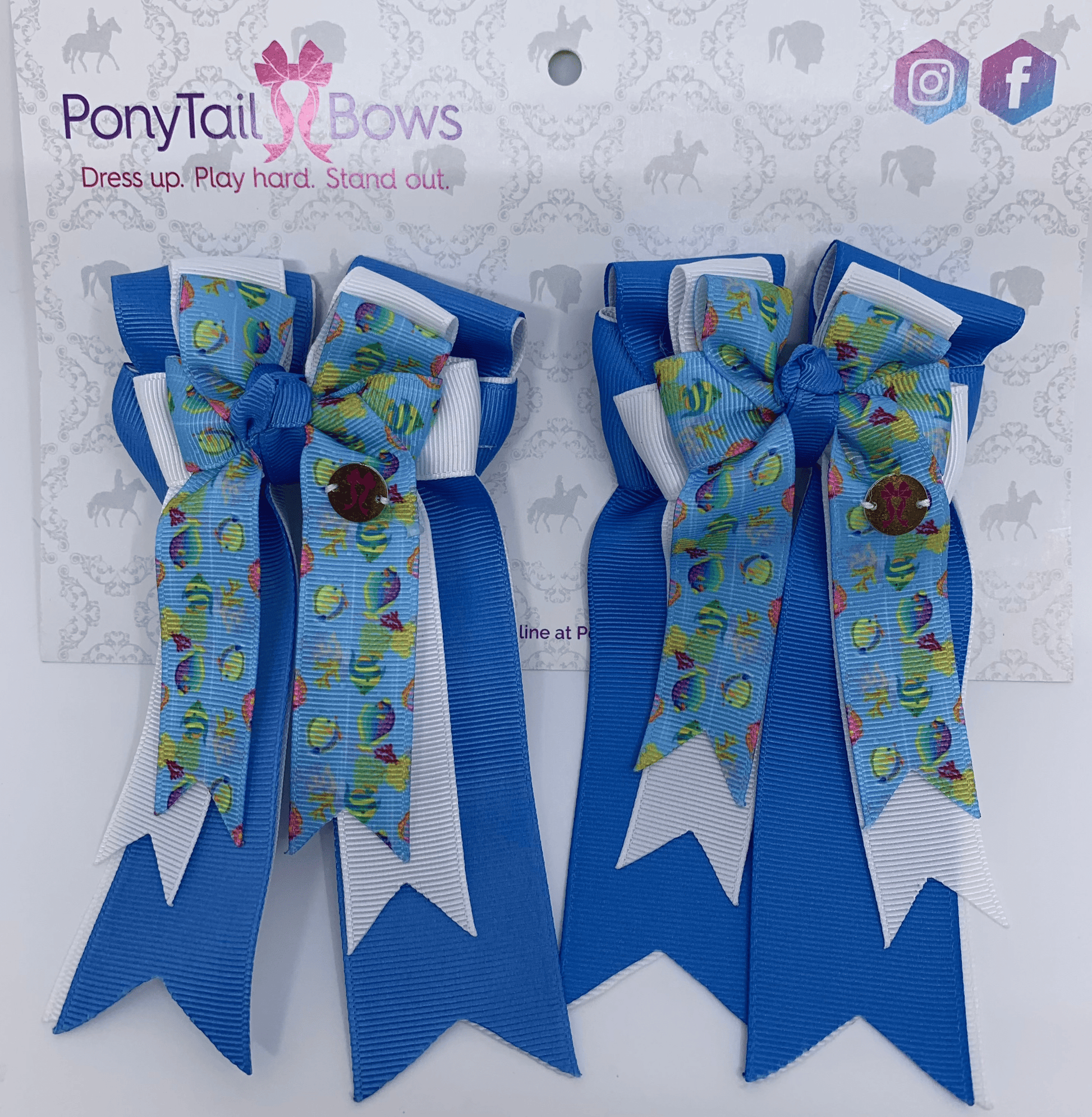 PonyTail Bows 3" Tails PonyTail Bows- Fish Blue PonyTail Bows equestrian team apparel online tack store mobile tack store custom farm apparel custom show stable clothing equestrian lifestyle horse show clothing riding clothes PonyTail Bows | Equestrian Hair Accessories horses equestrian tack store