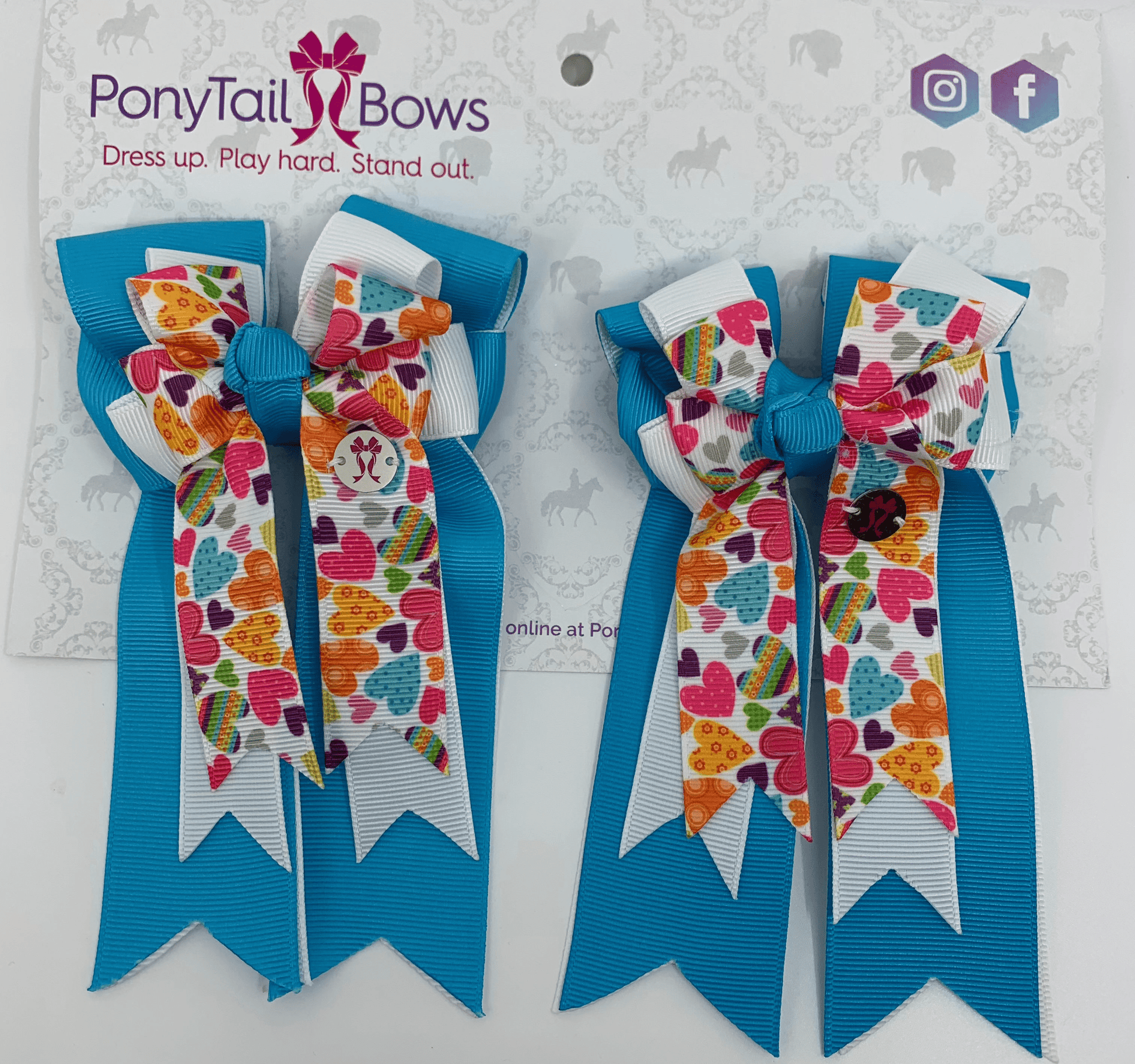 PonyTail Bows 3" Tails Pony Tail Bows- Hearts in the Sky equestrian team apparel online tack store mobile tack store custom farm apparel custom show stable clothing equestrian lifestyle horse show clothing riding clothes PonyTail Bows | Equestrian Hair Accessories horses equestrian tack store