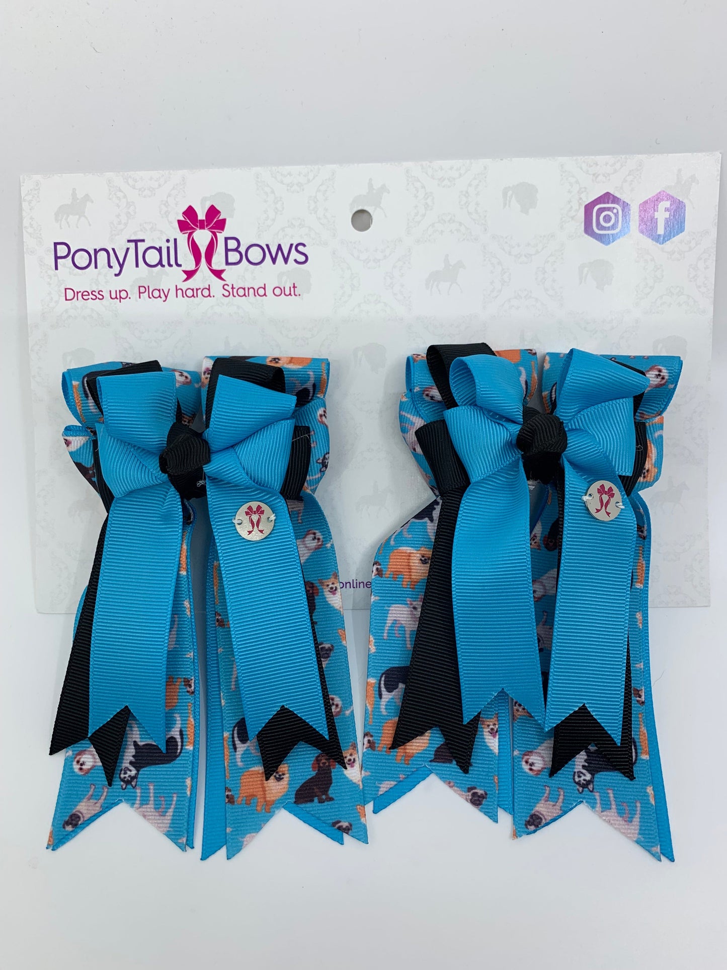 PonyTail Bows 3" Tails PonyTail Bows- Happy Dogs equestrian team apparel online tack store mobile tack store custom farm apparel custom show stable clothing equestrian lifestyle horse show clothing riding clothes PonyTail Bows | Equestrian Hair Accessories horses equestrian tack store