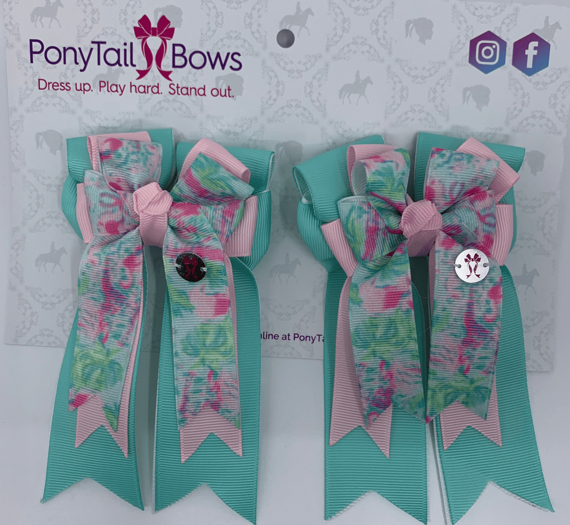 PonyTail Bows 3" Tails PonyTail Bows- Springtime Floral equestrian team apparel online tack store mobile tack store custom farm apparel custom show stable clothing equestrian lifestyle horse show clothing riding clothes PonyTail Bows | Equestrian Hair Accessories horses equestrian tack store