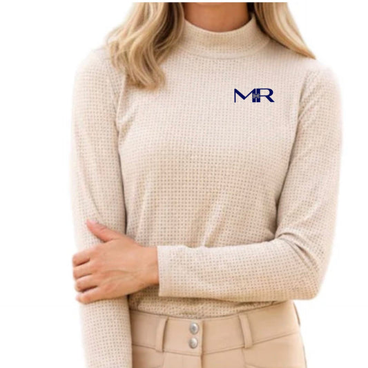 Equestrian Team Apparel XXS / M R / Cashmere Sly Fox Farm - Perforated High Collar Shirt equestrian team apparel online tack store mobile tack store custom farm apparel custom show stable clothing equestrian lifestyle horse show clothing riding clothes Sly Fox Farm - Perforated High Collar Shirt horses equestrian tack store