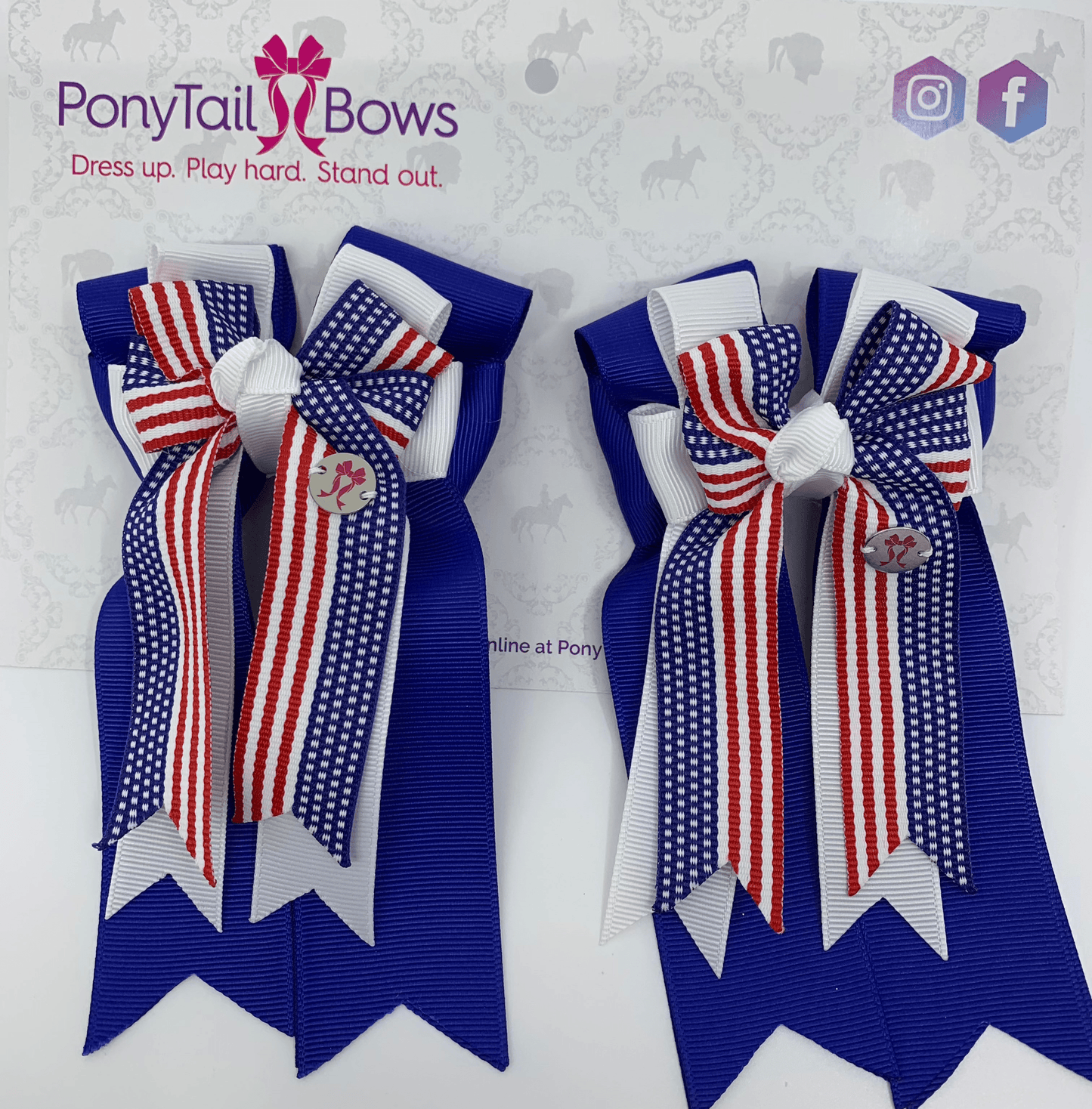 PonyTail Bows 3" Tails PonyTail Bows- USA Royal equestrian team apparel online tack store mobile tack store custom farm apparel custom show stable clothing equestrian lifestyle horse show clothing riding clothes PonyTail Bows | Equestrian Hair Accessories horses equestrian tack store