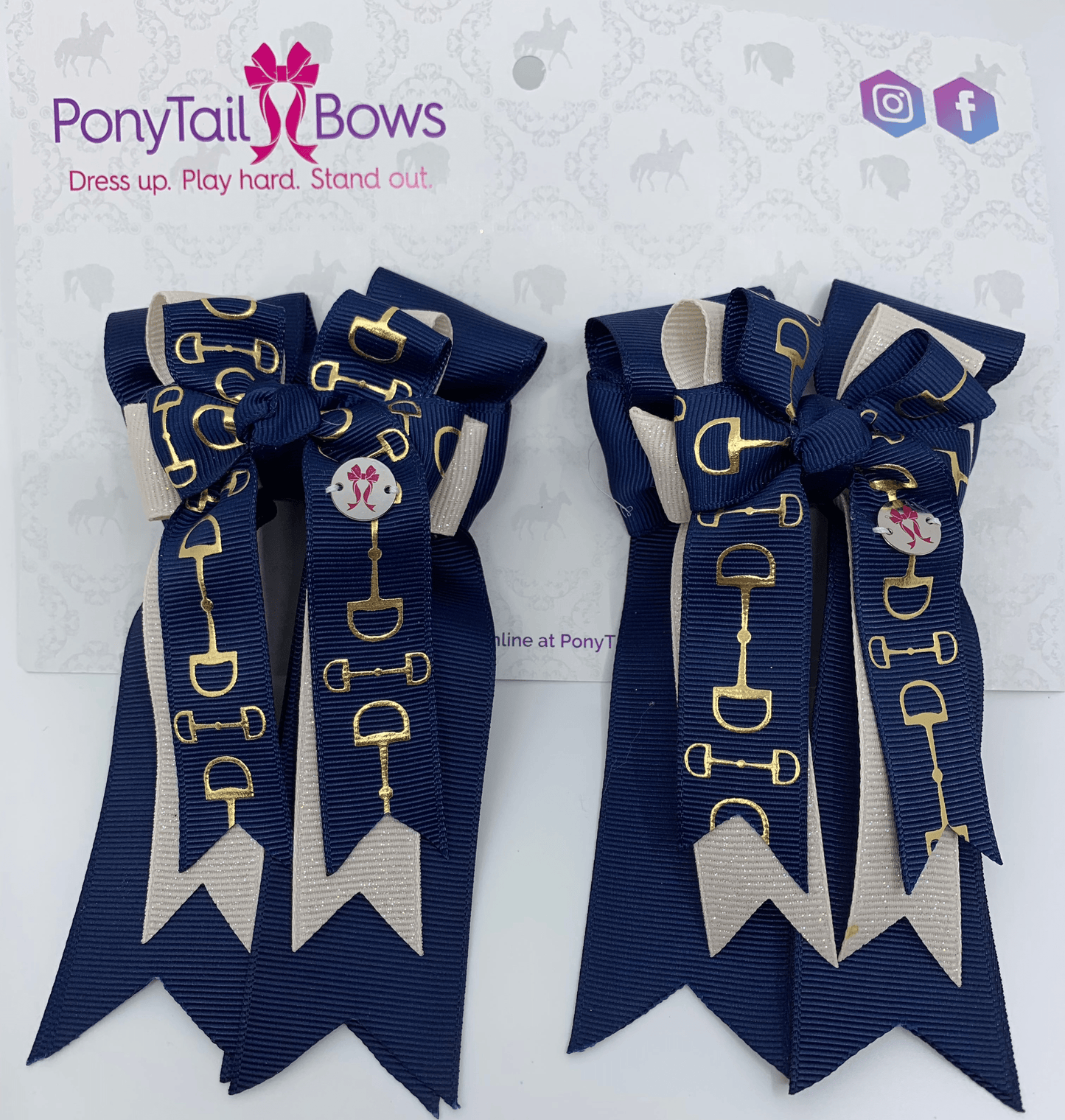 PonyTail Bows 3" Tails PonyTail Bows- Navy Glitter Bits equestrian team apparel online tack store mobile tack store custom farm apparel custom show stable clothing equestrian lifestyle horse show clothing riding clothes PonyTail Bows | Equestrian Hair Accessories horses equestrian tack store