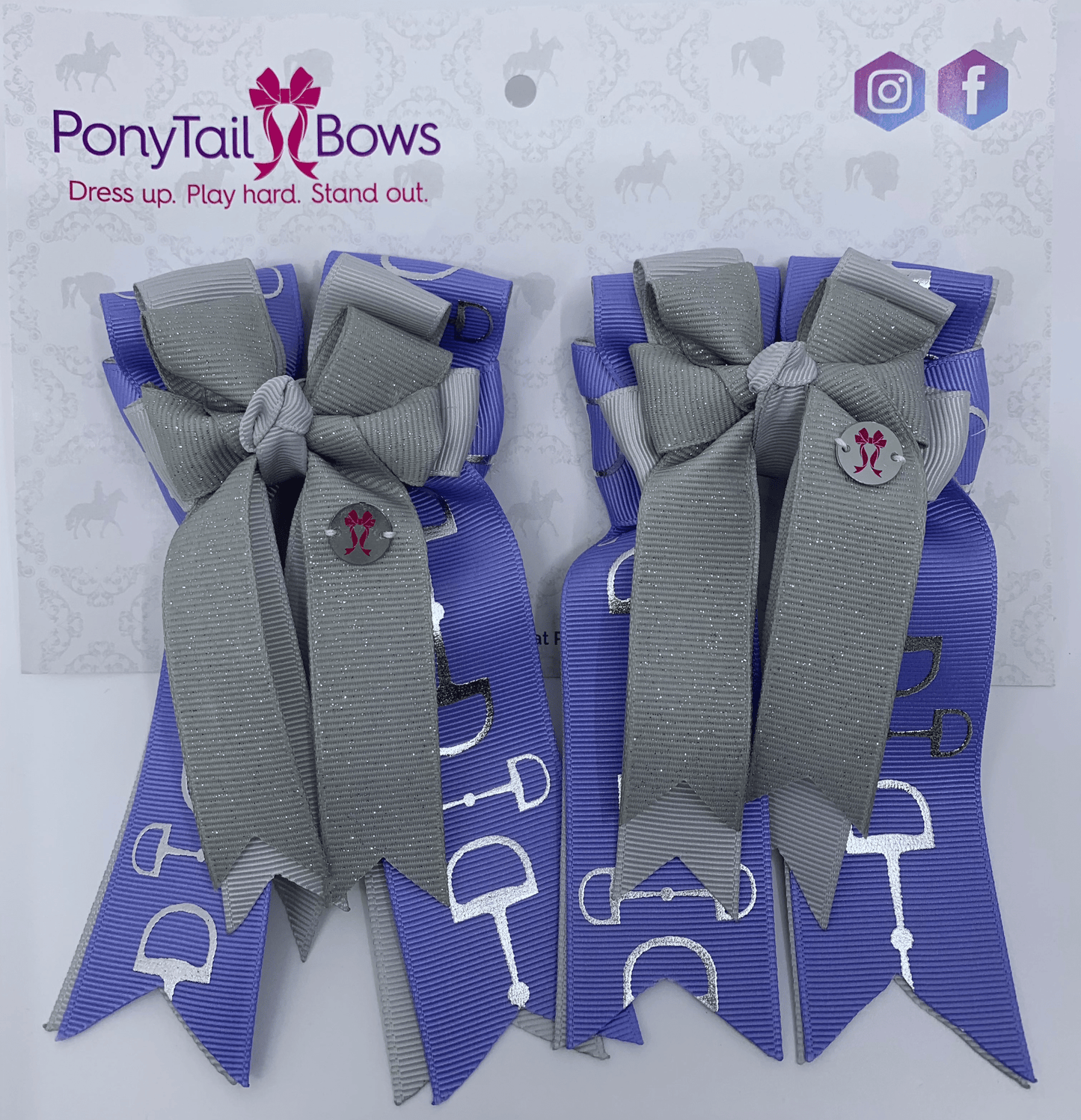 PonyTail Bows 3" Tails PonyTail Bows-Lavender Silver Bits equestrian team apparel online tack store mobile tack store custom farm apparel custom show stable clothing equestrian lifestyle horse show clothing riding clothes PonyTail Bows | Equestrian Hair Accessories horses equestrian tack store