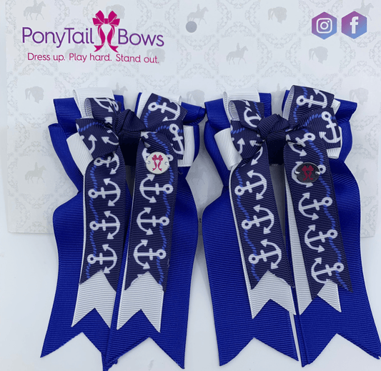 PonyTail Bows 3" Tails PonyTail Bows- Royal Blue Anchors equestrian team apparel online tack store mobile tack store custom farm apparel custom show stable clothing equestrian lifestyle horse show clothing riding clothes PonyTail Bows | Equestrian Hair Accessories horses equestrian tack store