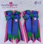 PonyTail Bows 3" Tails PonyTail Bows- Blue Green Pink Stripe Base equestrian team apparel online tack store mobile tack store custom farm apparel custom show stable clothing equestrian lifestyle horse show clothing riding clothes PonyTail Bows | Equestrian Hair Accessories horses equestrian tack store