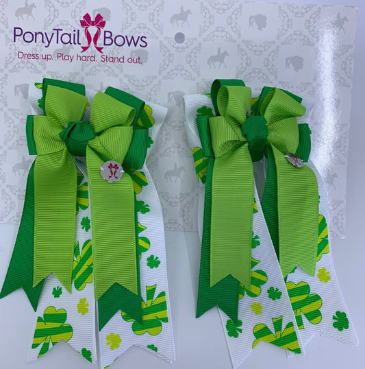 PonyTail Bows 3" Tails PonyTail Bows- Lucky Greens equestrian team apparel online tack store mobile tack store custom farm apparel custom show stable clothing equestrian lifestyle horse show clothing riding clothes PonyTail Bows | Equestrian Hair Accessories horses equestrian tack store