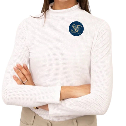 Equestrian Team Apparel XXS / M R / White Sly Fox Farm - Perforated High Collar Shirt equestrian team apparel online tack store mobile tack store custom farm apparel custom show stable clothing equestrian lifestyle horse show clothing riding clothes Sly Fox Farm - Perforated High Collar Shirt horses equestrian tack store