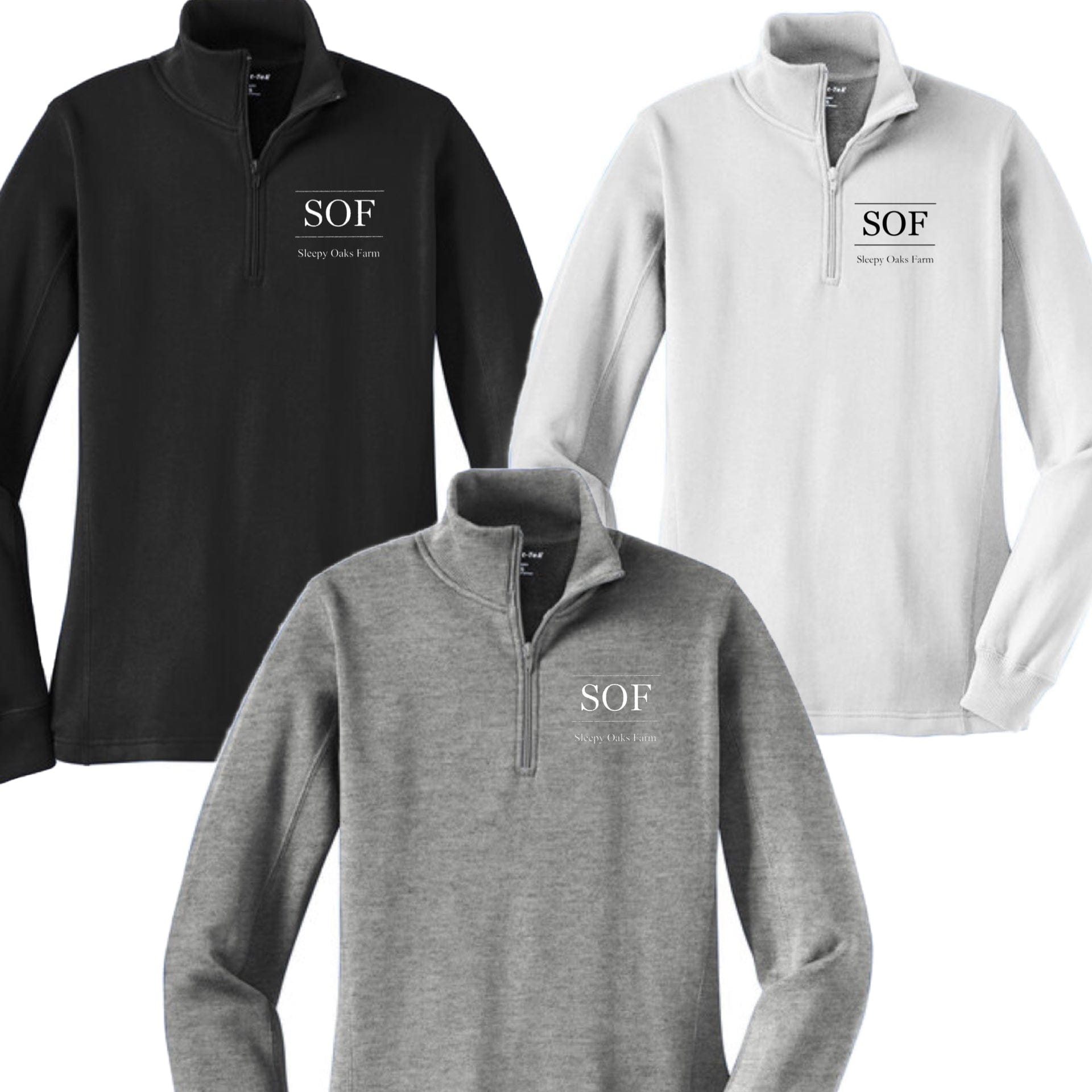 Equestrian Team Apparel Sleepy Oaks Farm - 1/4 Zip Pullover equestrian team apparel online tack store mobile tack store custom farm apparel custom show stable clothing equestrian lifestyle horse show clothing riding clothes Sleepy Oaks Farm - 1/4 Zip Pullover horses equestrian tack store