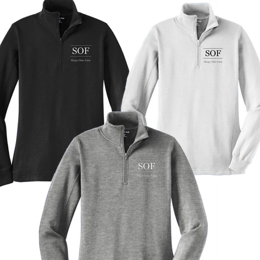 Equestrian Team Apparel Sleepy Oaks Farm - 1/4 Zip Pullover equestrian team apparel online tack store mobile tack store custom farm apparel custom show stable clothing equestrian lifestyle horse show clothing riding clothes Sleepy Oaks Farm - 1/4 Zip Pullover horses equestrian tack store