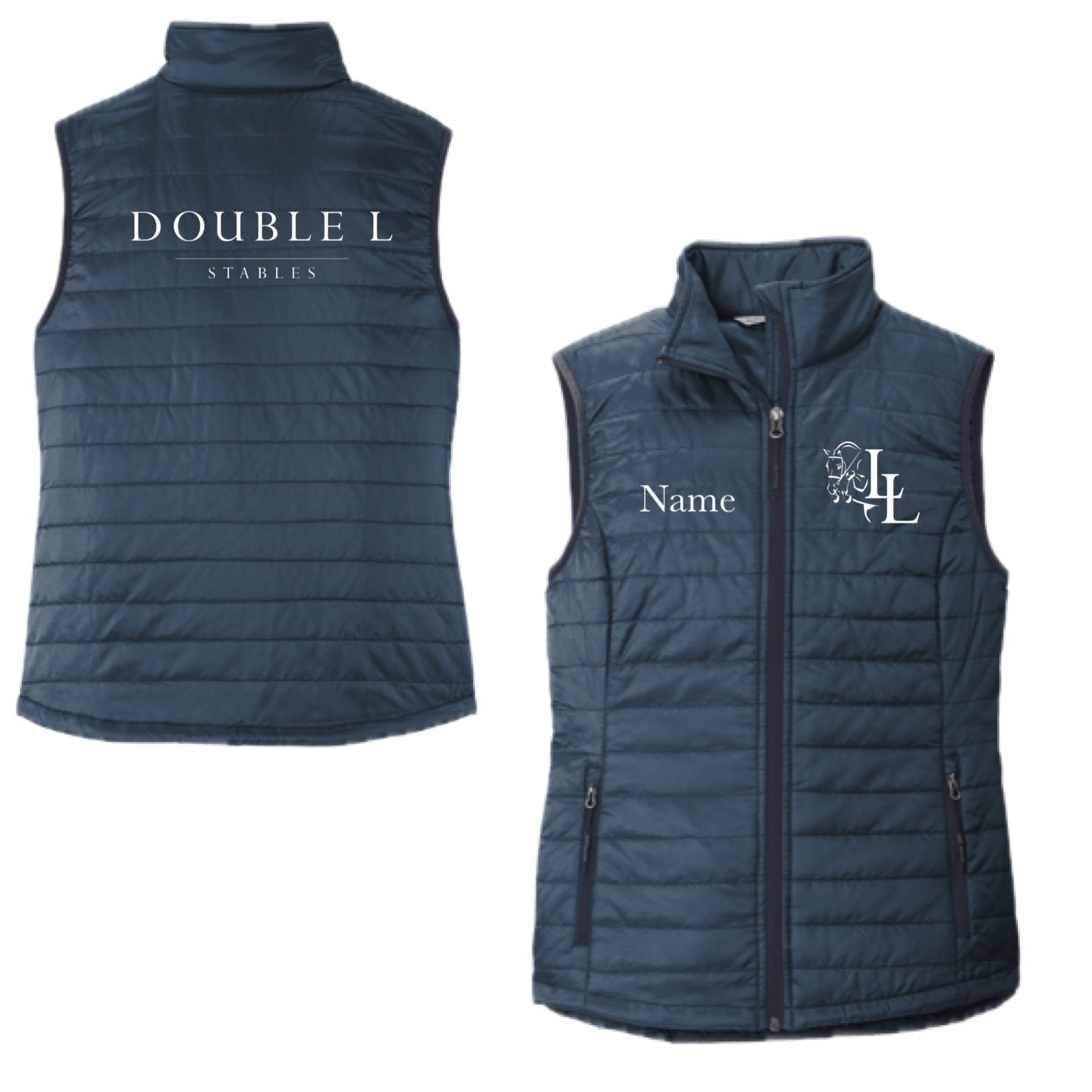 Equestrian Team Apparel Double L Stables Puffy Jacket and Vest equestrian team apparel online tack store mobile tack store custom farm apparel custom show stable clothing equestrian lifestyle horse show clothing riding clothes horses equestrian tack store