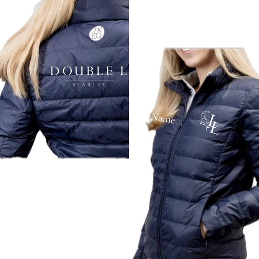 Equestrian Team Apparel Double L Stables TKEQ Puffy Jacket and Vest equestrian team apparel online tack store mobile tack store custom farm apparel custom show stable clothing equestrian lifestyle horse show clothing riding clothes horses equestrian tack store