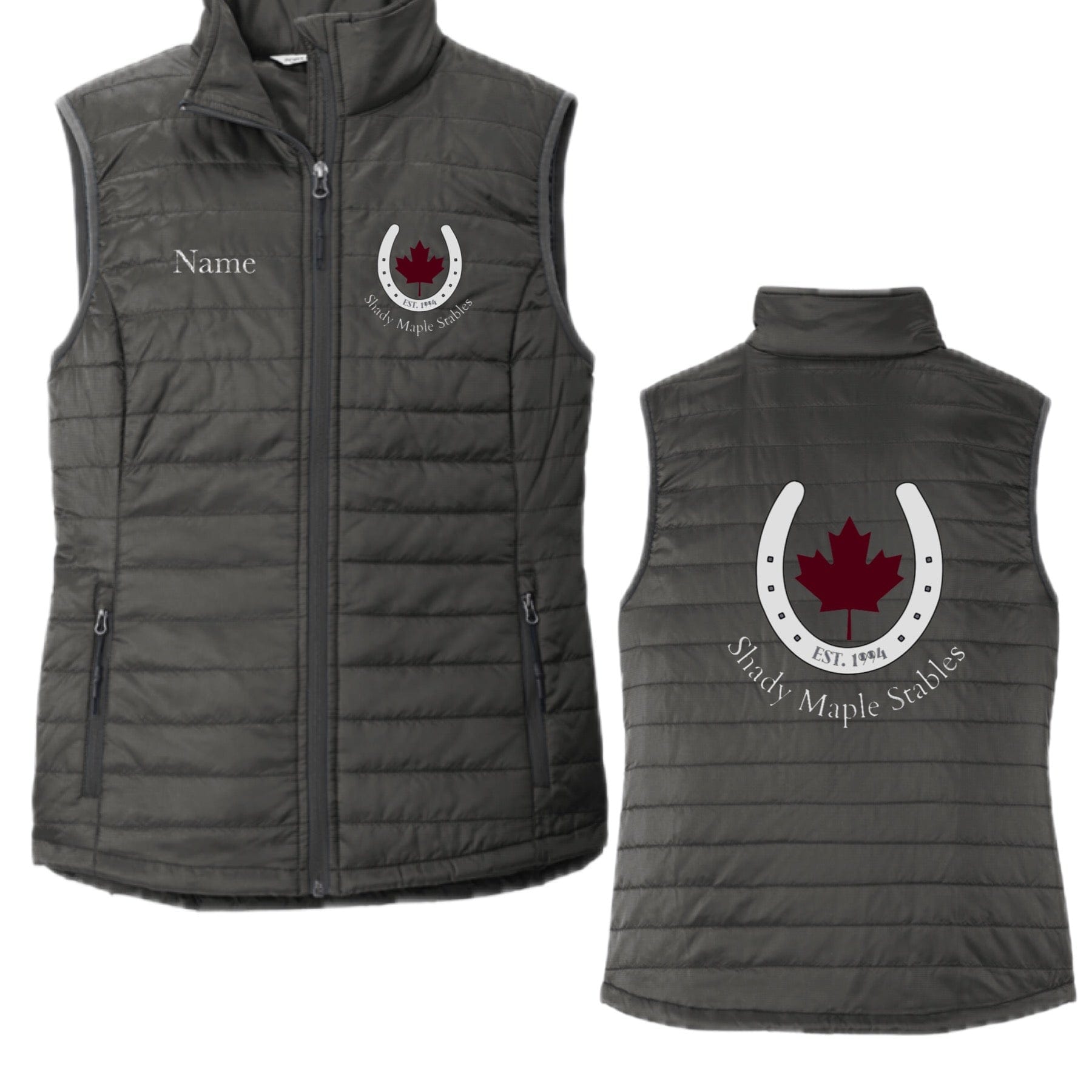 Equestrian Team Apparel Shady Maple Stables Puffy Vest equestrian team apparel online tack store mobile tack store custom farm apparel custom show stable clothing equestrian lifestyle horse show clothing riding clothes horses equestrian tack store