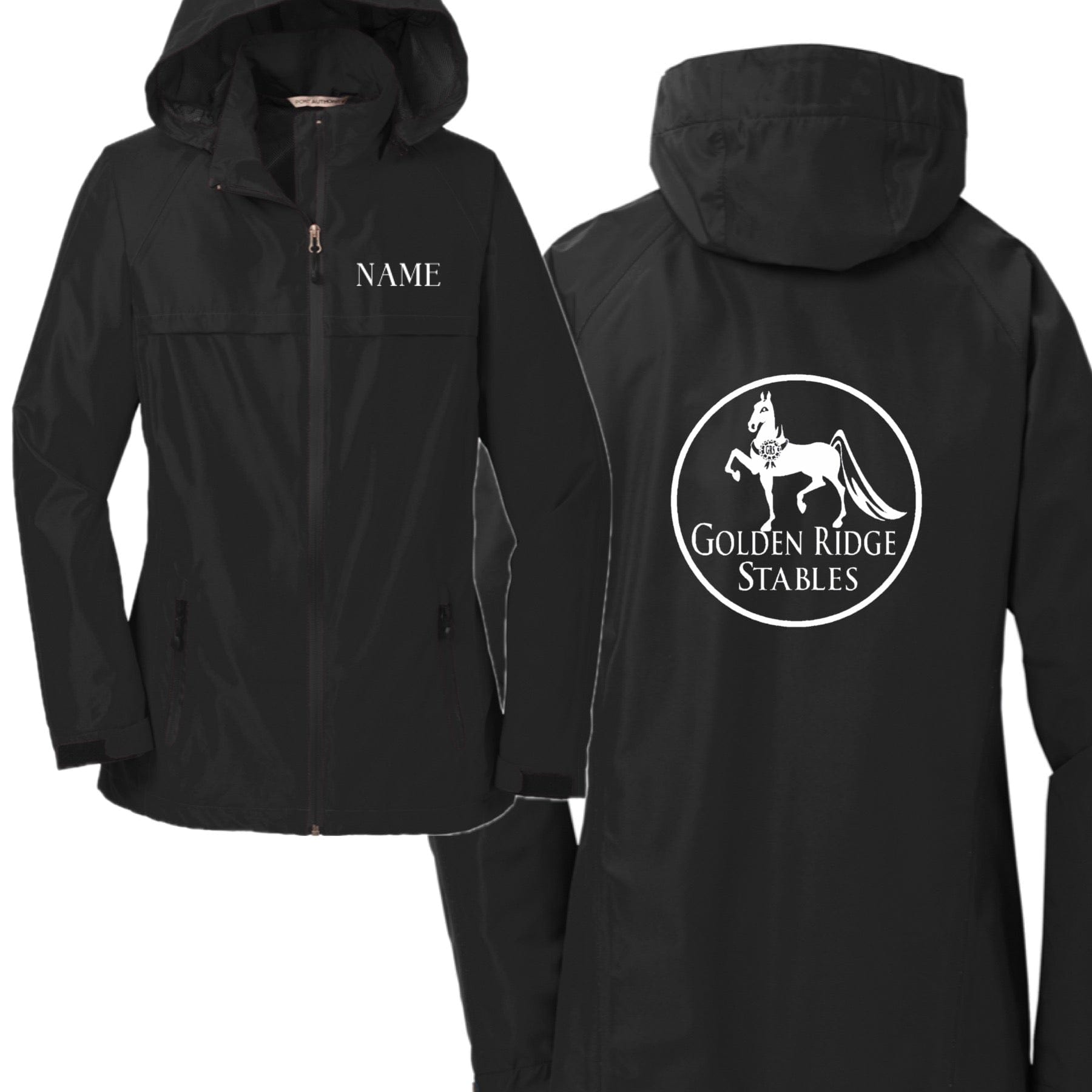 Equestrian Team Apparel Golden Ridge Stables Raincoat equestrian team apparel online tack store mobile tack store custom farm apparel custom show stable clothing equestrian lifestyle horse show clothing riding clothes horses equestrian tack store