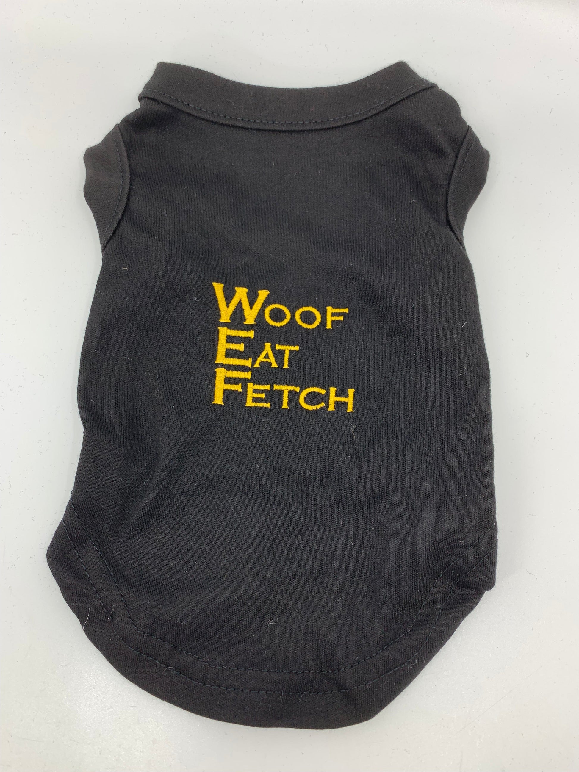 Equestrian Team Apparel XS / yellow embroidery Just Fur Fun- WEF-Woof Eat Fetch Dog T-shirt equestrian team apparel online tack store mobile tack store custom farm apparel custom show stable clothing equestrian lifestyle horse show clothing riding clothes horses equestrian tack store