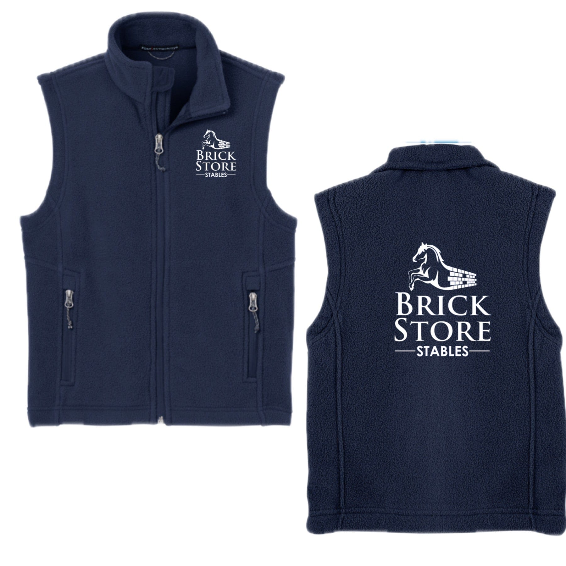 Equestrian Team Apparel Brick Store Stables Youth Fleece Vest equestrian team apparel online tack store mobile tack store custom farm apparel custom show stable clothing equestrian lifestyle horse show clothing riding clothes horses equestrian tack store