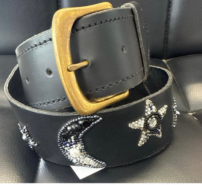 Zinj Designs Belt Moon and Stars Belt- 1.75" Beaded Assorted Designs XXS equestrian team apparel online tack store mobile tack store custom farm apparel custom show stable clothing equestrian lifestyle horse show clothing riding clothes Belt- 1.75" Beaded Assorted Designs XXS horses equestrian tack store