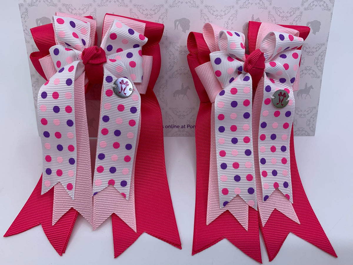 PonyTail Bows 3" Tails PonyTail Bows-Pink Polka Dots equestrian team apparel online tack store mobile tack store custom farm apparel custom show stable clothing equestrian lifestyle horse show clothing riding clothes PonyTail Bows | Equestrian Hair Accessories horses equestrian tack store