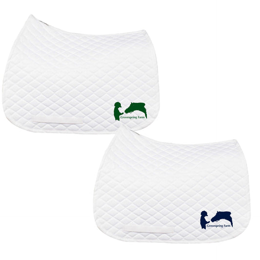 Equestrian Team Apparel White with green logo / Horse Grovespring Farm- Saddle Pads equestrian team apparel online tack store mobile tack store custom farm apparel custom show stable clothing equestrian lifestyle horse show clothing riding clothes Grovespring Farm- Saddle Pads horses equestrian tack store