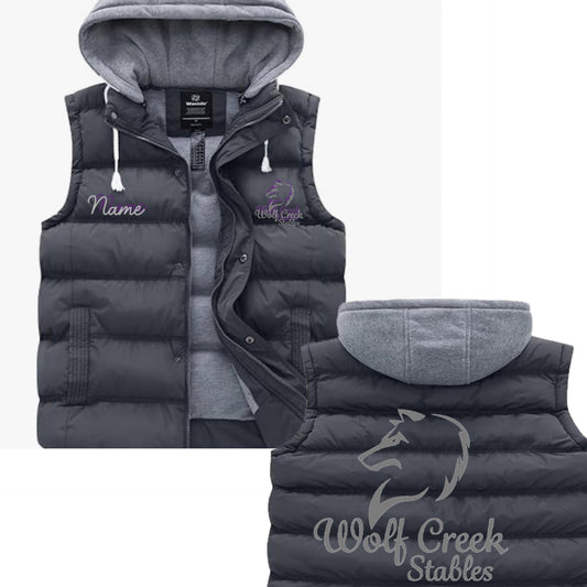Equestrian Team Apparel Wolf Creek Stables Youth Puffy Vest equestrian team apparel online tack store mobile tack store custom farm apparel custom show stable clothing equestrian lifestyle horse show clothing riding clothes Wolf Creek Stables Youth Puffy Vest horses equestrian tack store