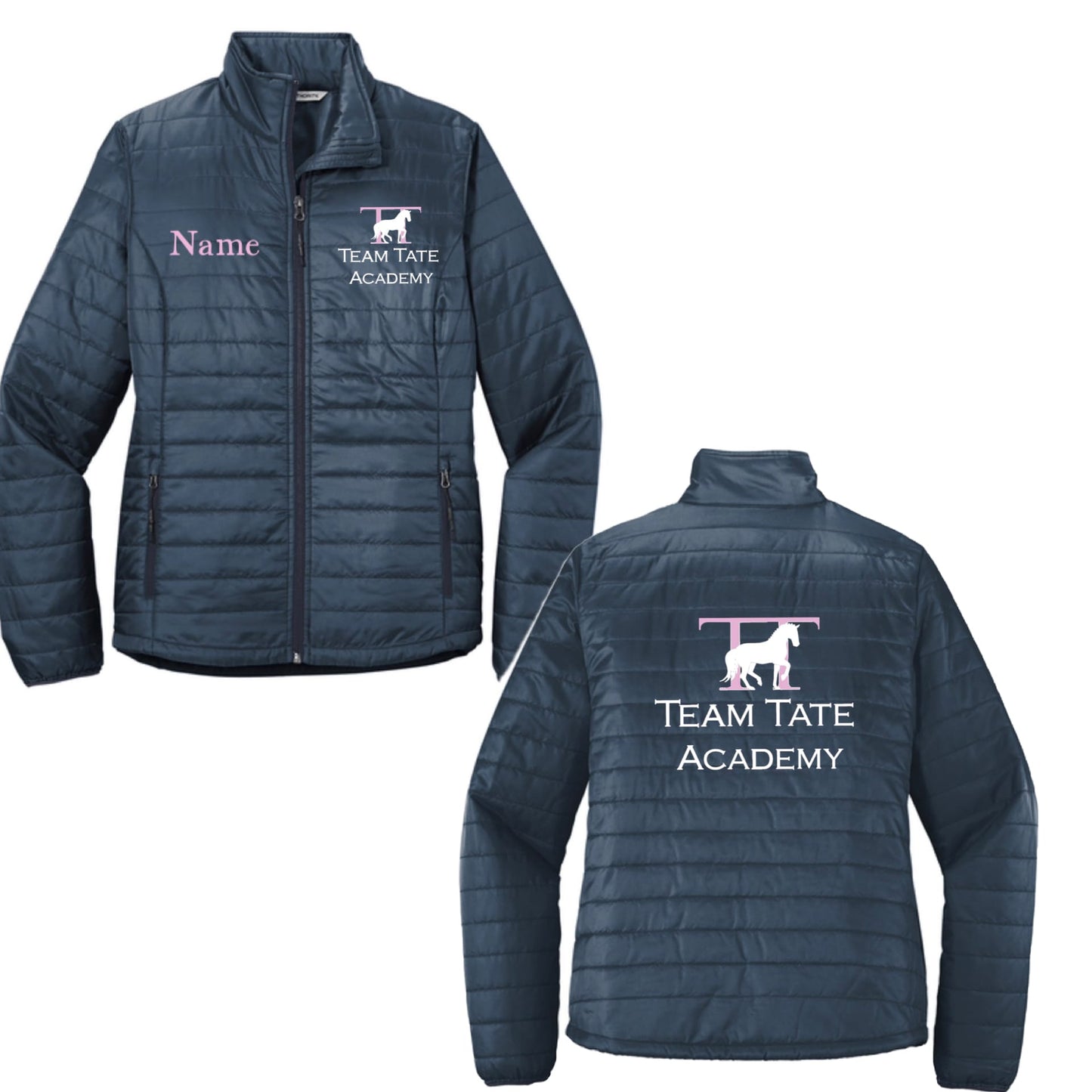 Equestrian Team Apparel Custom Vests Navy Blue / XS / White Team Tate- Puffy Jacket equestrian team apparel online tack store mobile tack store custom farm apparel custom show stable clothing equestrian lifestyle horse show clothing riding clothes Team Tate- Puffy Jacket horses equestrian tack store