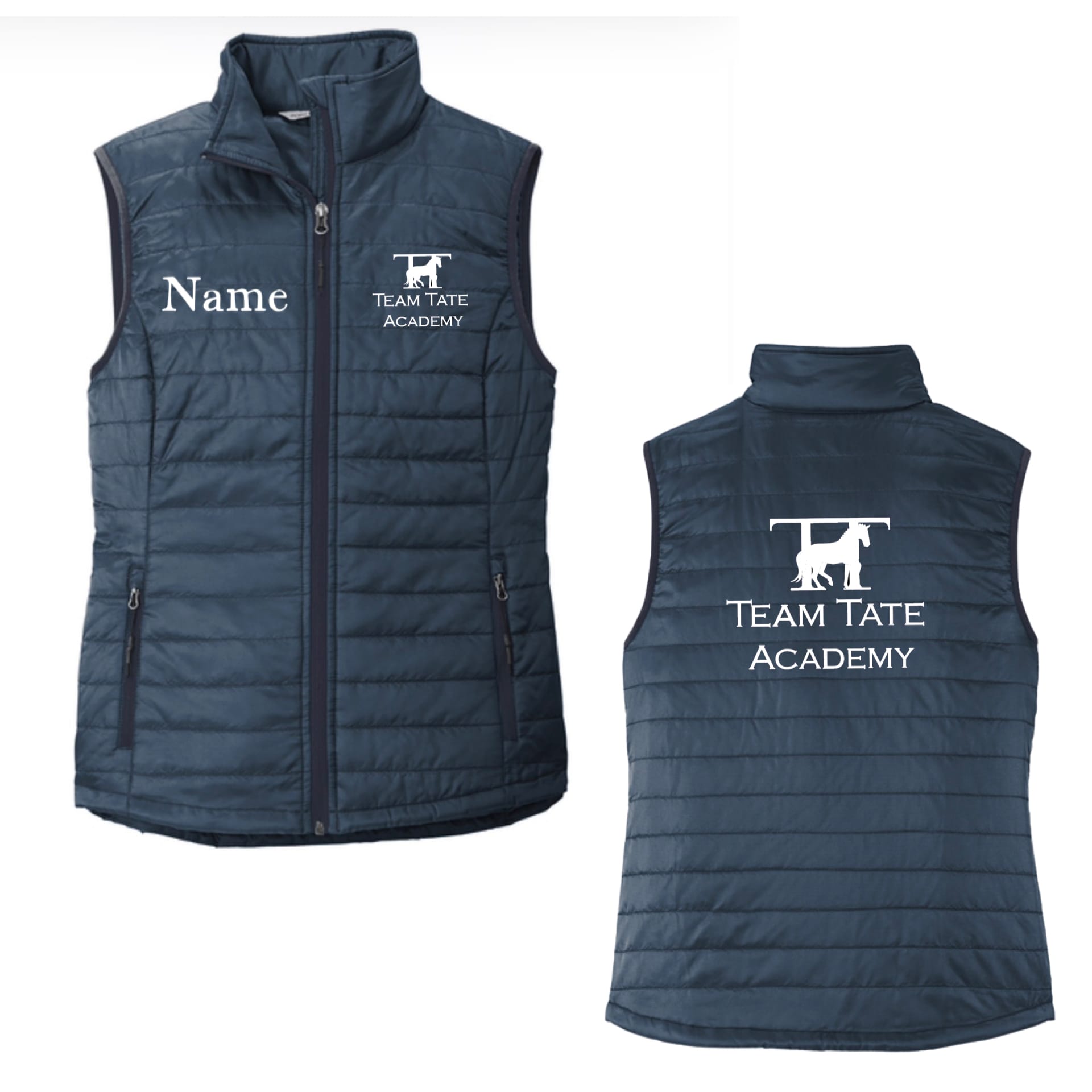 Equestrian Team Apparel Custom Vests Navy Blue / XS / White Team Tate- Puffy Vest equestrian team apparel online tack store mobile tack store custom farm apparel custom show stable clothing equestrian lifestyle horse show clothing riding clothes Team Tate- Puffy Vest horses equestrian tack store