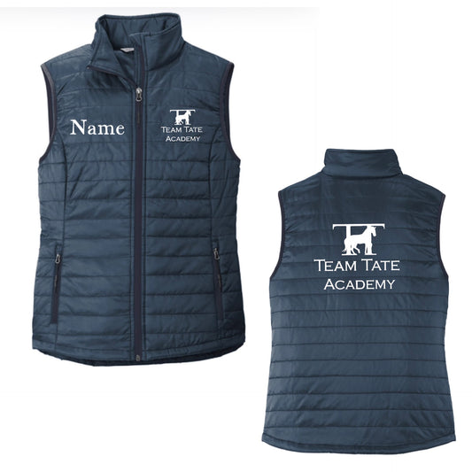 Equestrian Team Apparel Custom Vests Navy Blue / XS / White Team Tate- Puffy Vest equestrian team apparel online tack store mobile tack store custom farm apparel custom show stable clothing equestrian lifestyle horse show clothing riding clothes Team Tate- Puffy Vest horses equestrian tack store