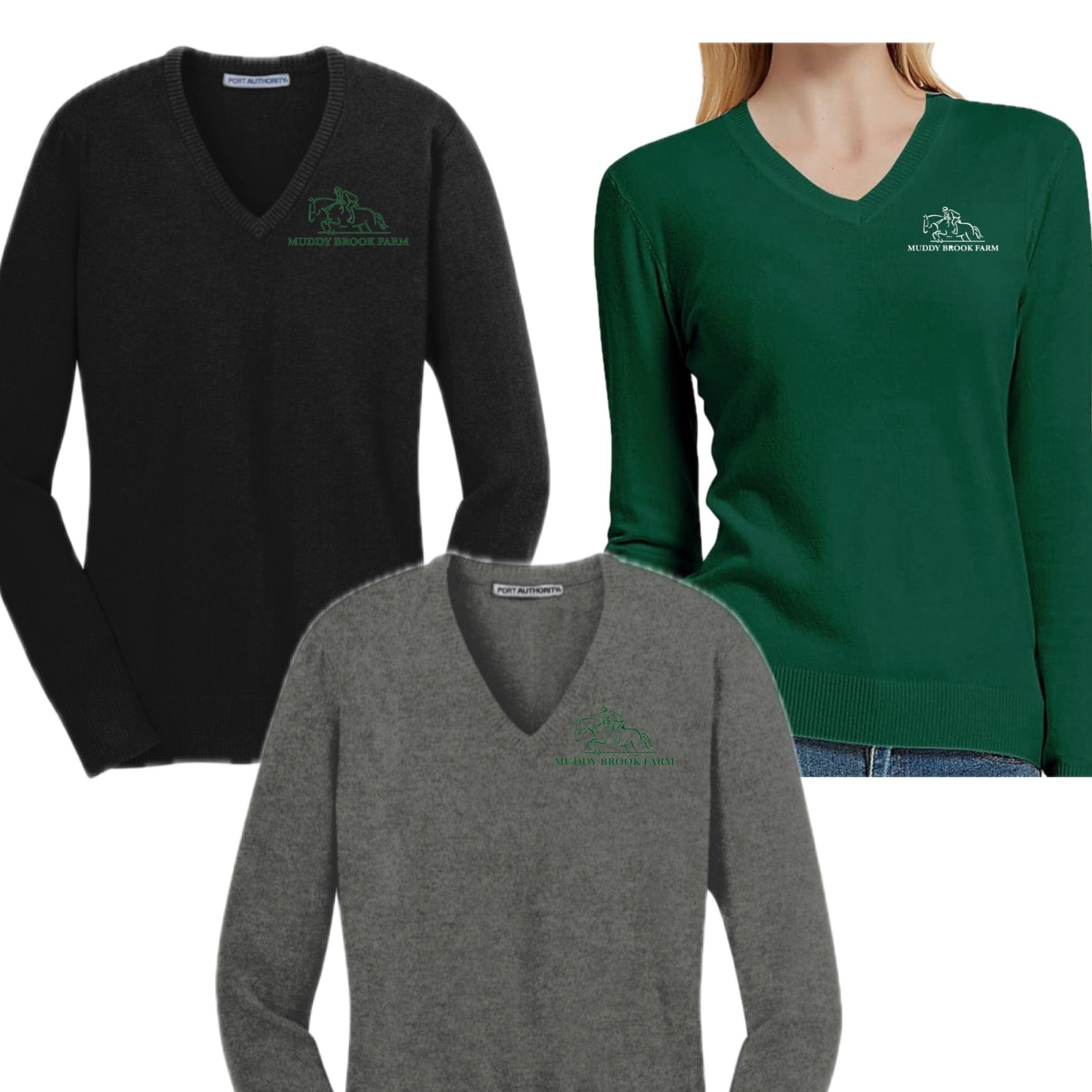 Equestrian Team Apparel Muddy Brook Farm- V Neck Sweater equestrian team apparel online tack store mobile tack store custom farm apparel custom show stable clothing equestrian lifestyle horse show clothing riding clothes horses equestrian tack store