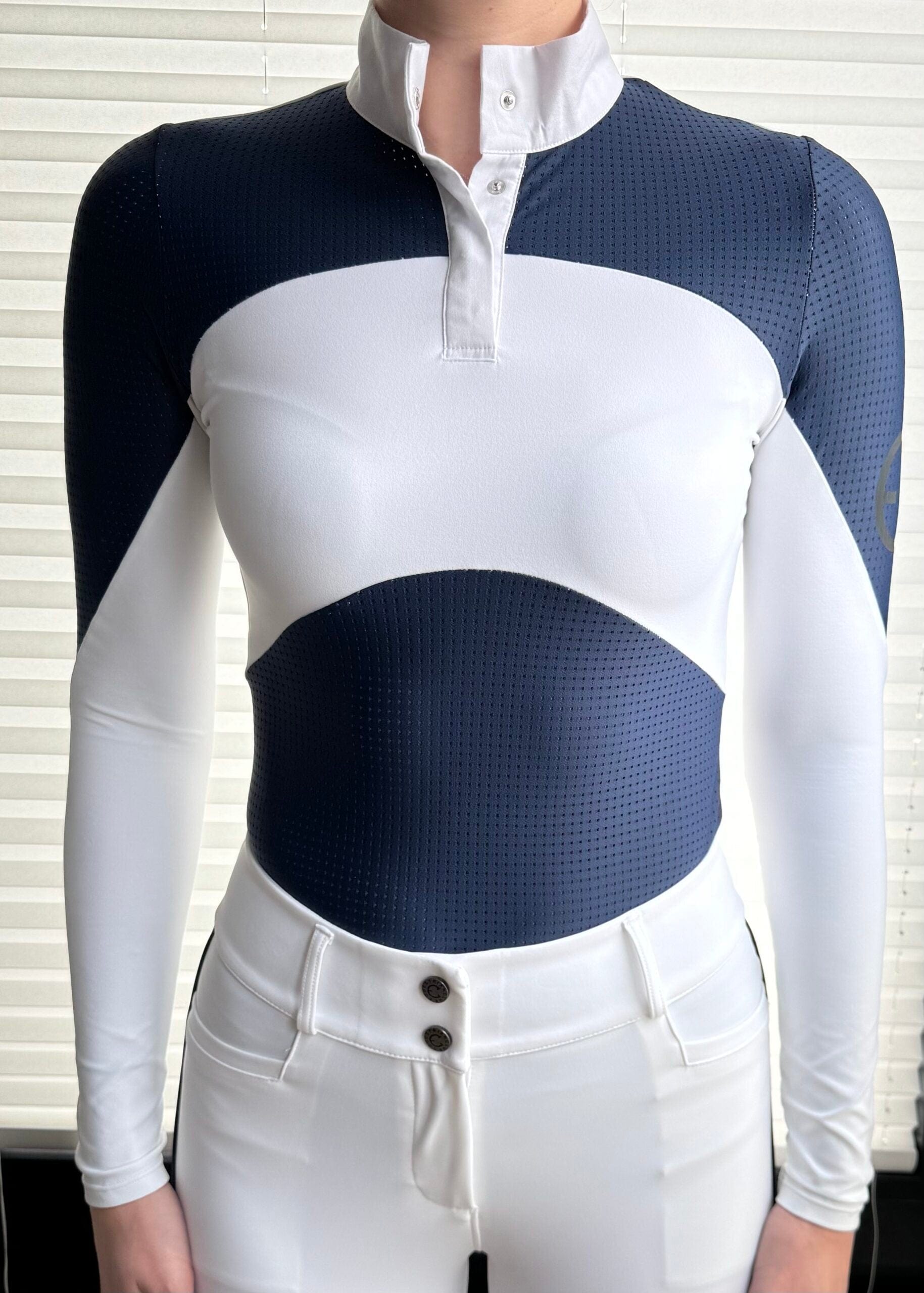 EquestrianClub Training Shirt XS / White/Blue EquestrianClub- Ava Show Shirt equestrian team apparel online tack store mobile tack store custom farm apparel custom show stable clothing equestrian lifestyle horse show clothing riding clothes EquestrianClub- Ava Show Shirt horses equestrian tack store