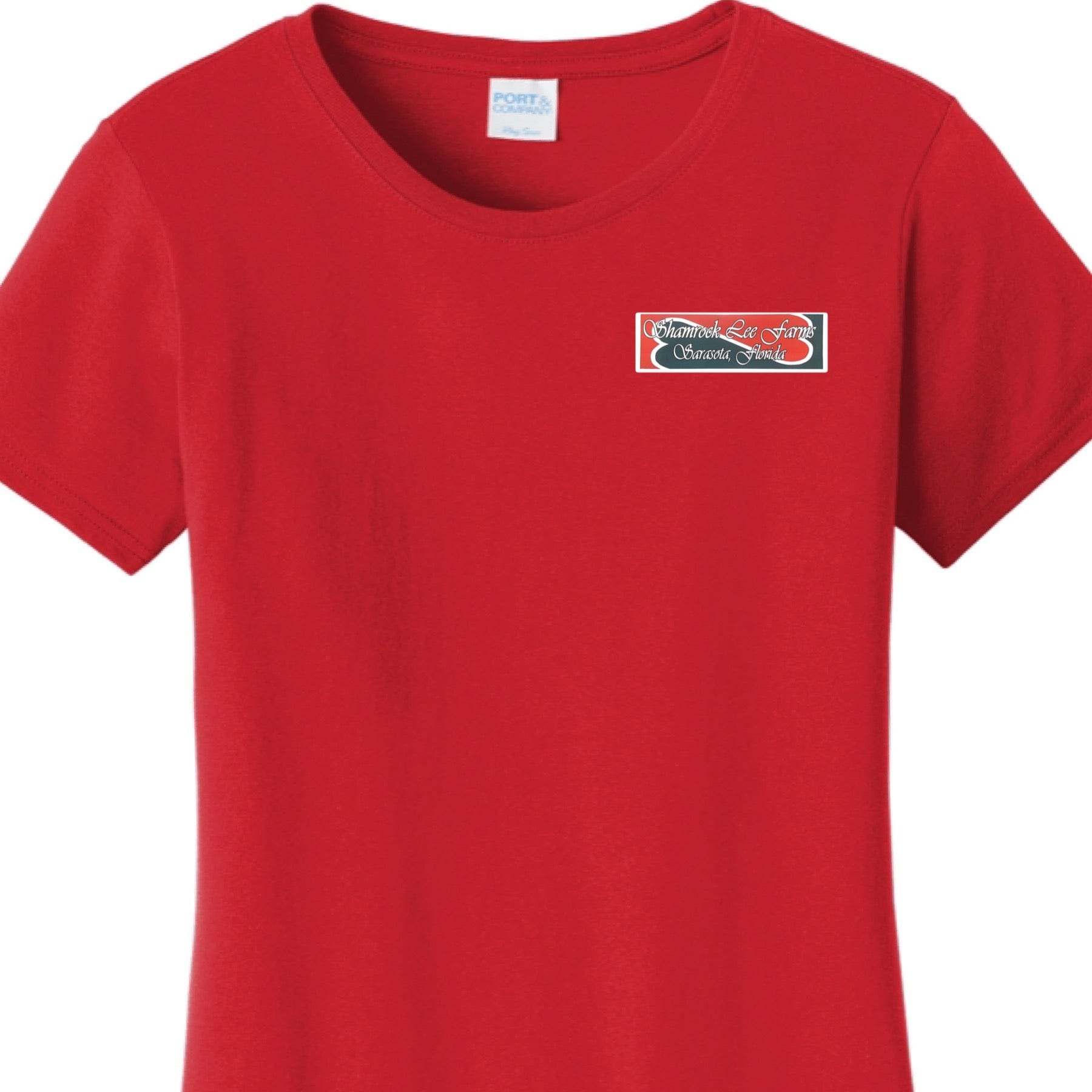 Equestrian Team Apparel Red / XS / Ladies Shamrock Lee Farm Tee Shirt equestrian team apparel online tack store mobile tack store custom farm apparel custom show stable clothing equestrian lifestyle horse show clothing riding clothes horses equestrian tack store