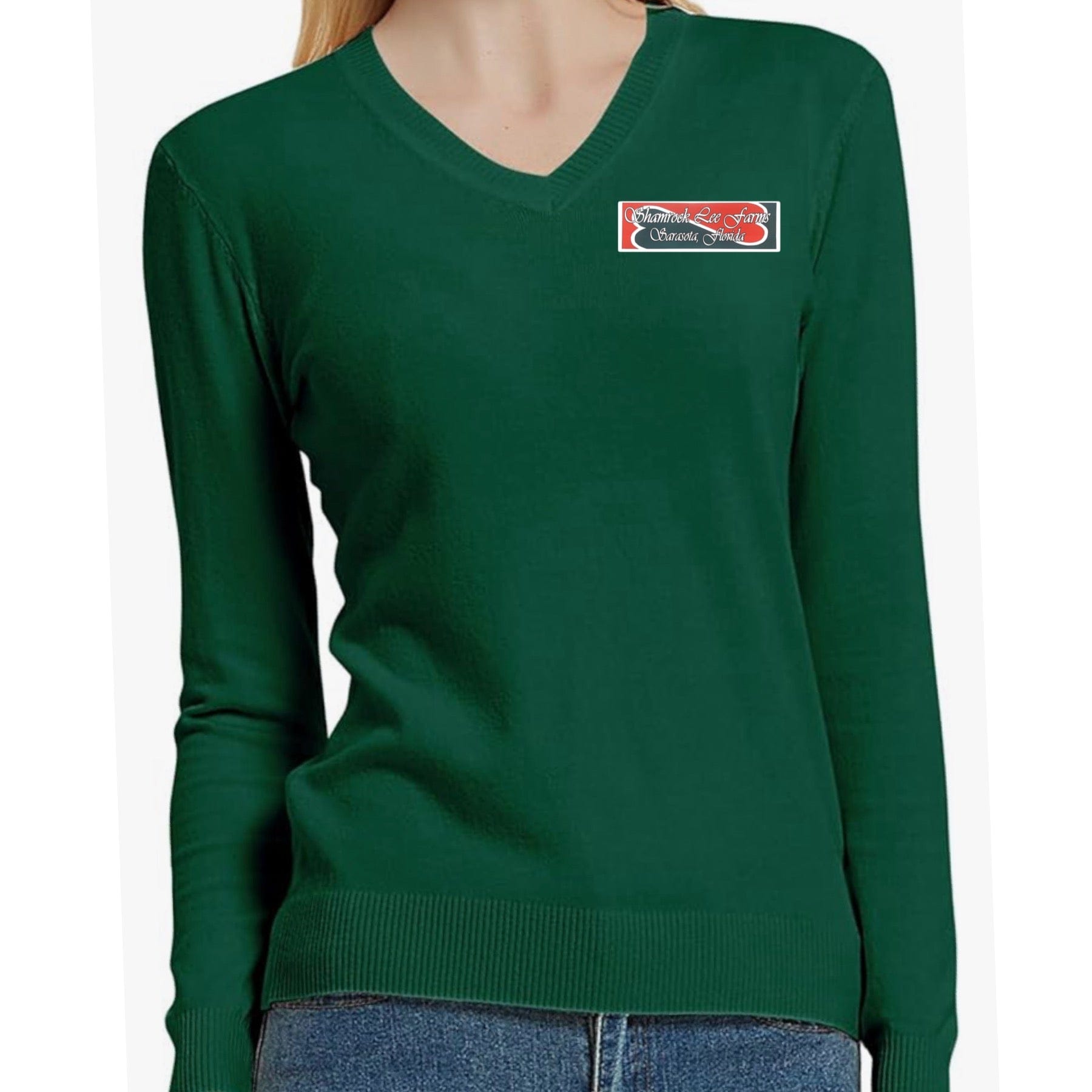 Equestrian Team Apparel Green / XS Shamrock Lee Farm V Neck Sweater equestrian team apparel online tack store mobile tack store custom farm apparel custom show stable clothing equestrian lifestyle horse show clothing riding clothes horses equestrian tack store